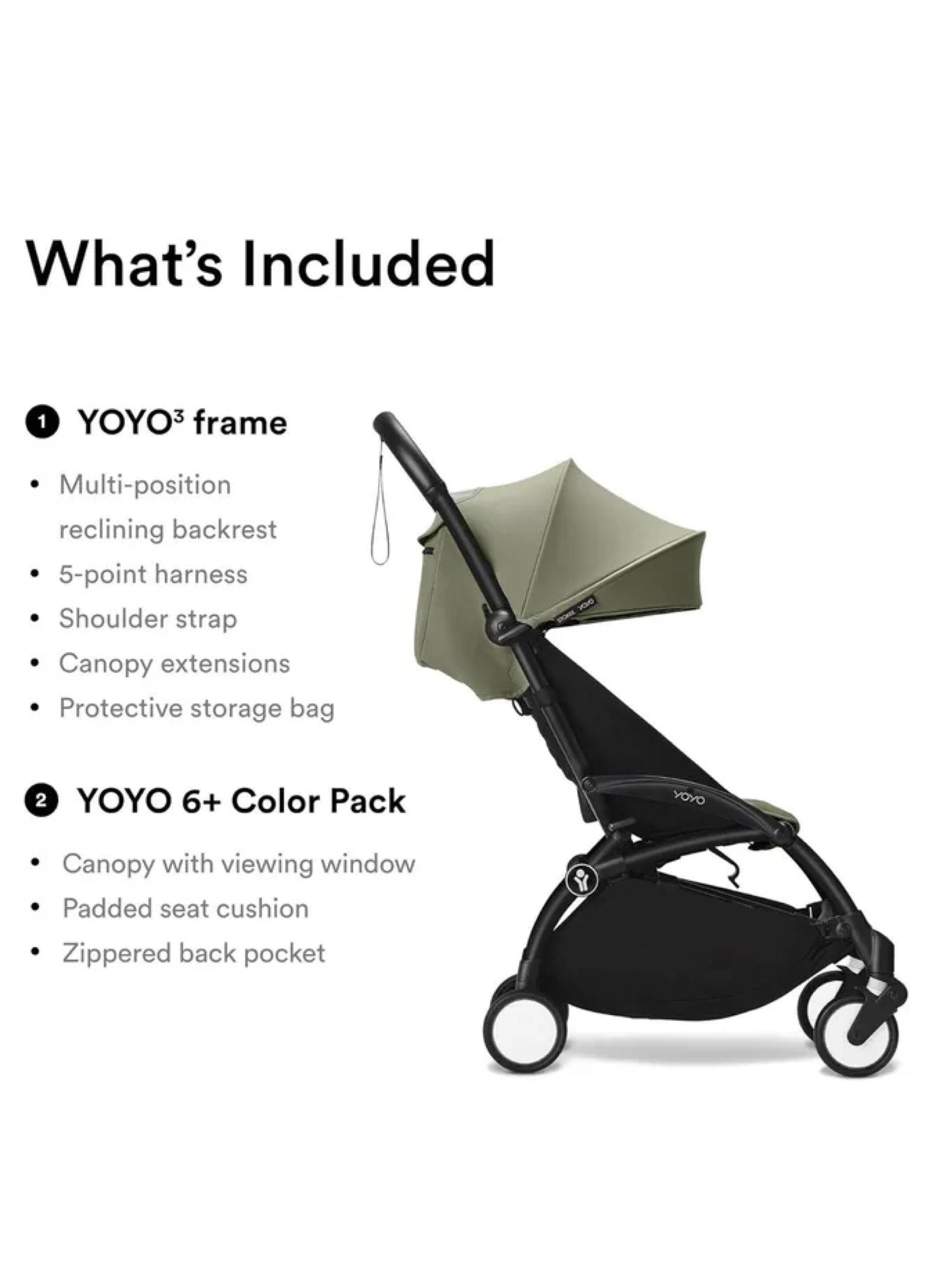 Stokke YOYO3 Black Frame with 6+ Color Pack Olive (2 Pieces) image number 3