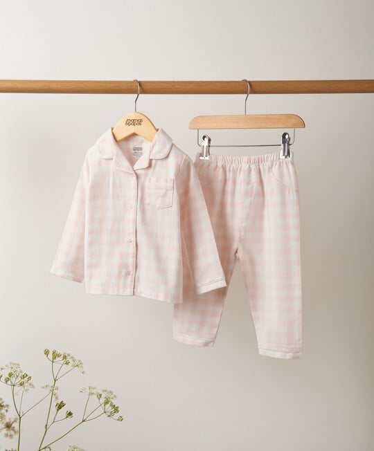 Pink Gingham Woven Pyjamas image number 5