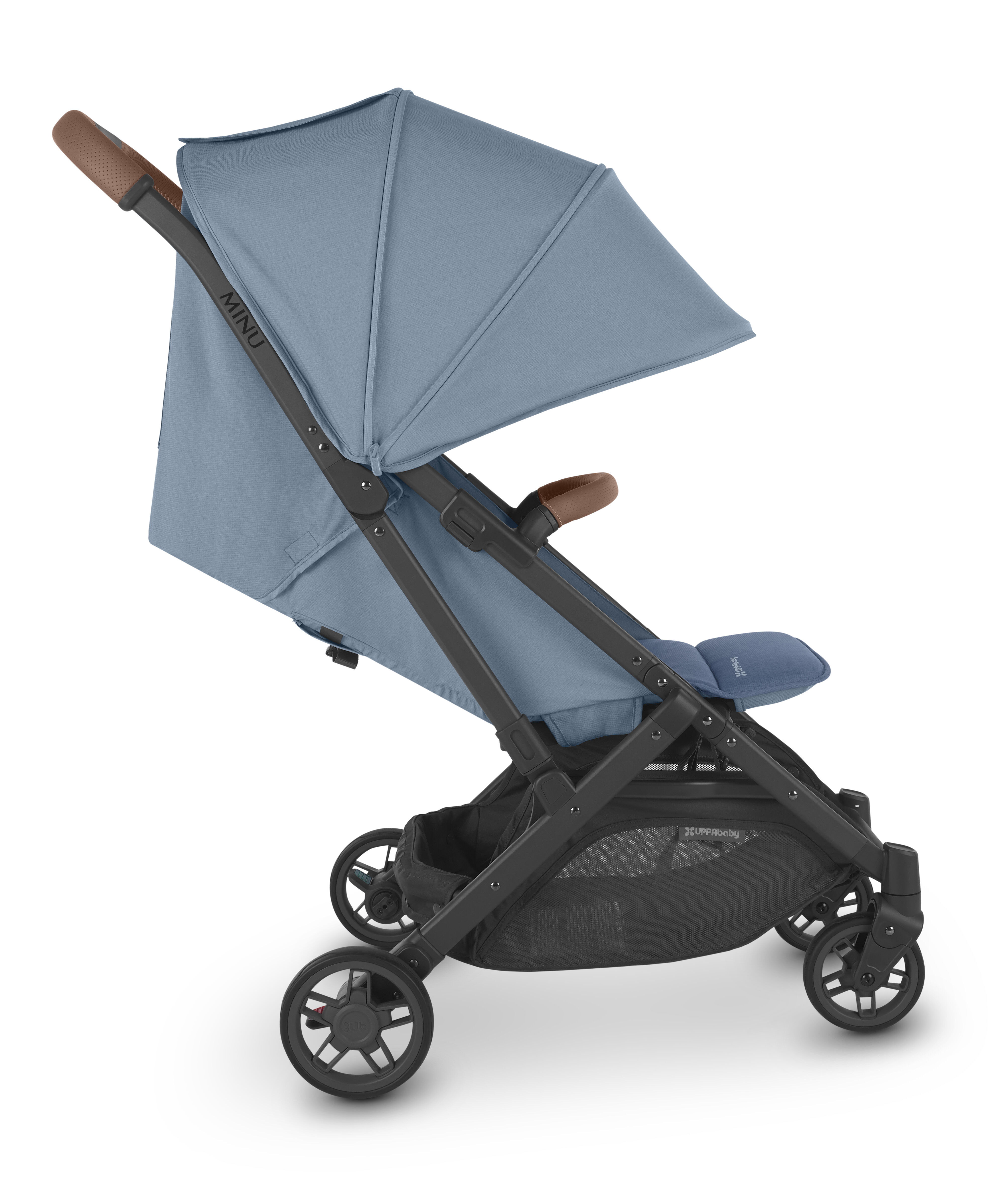 Minu V2 Stroller - Charlotte - Coastal Blue M&eacute;lange | Carbon Frame | Saddle Leather image number 2