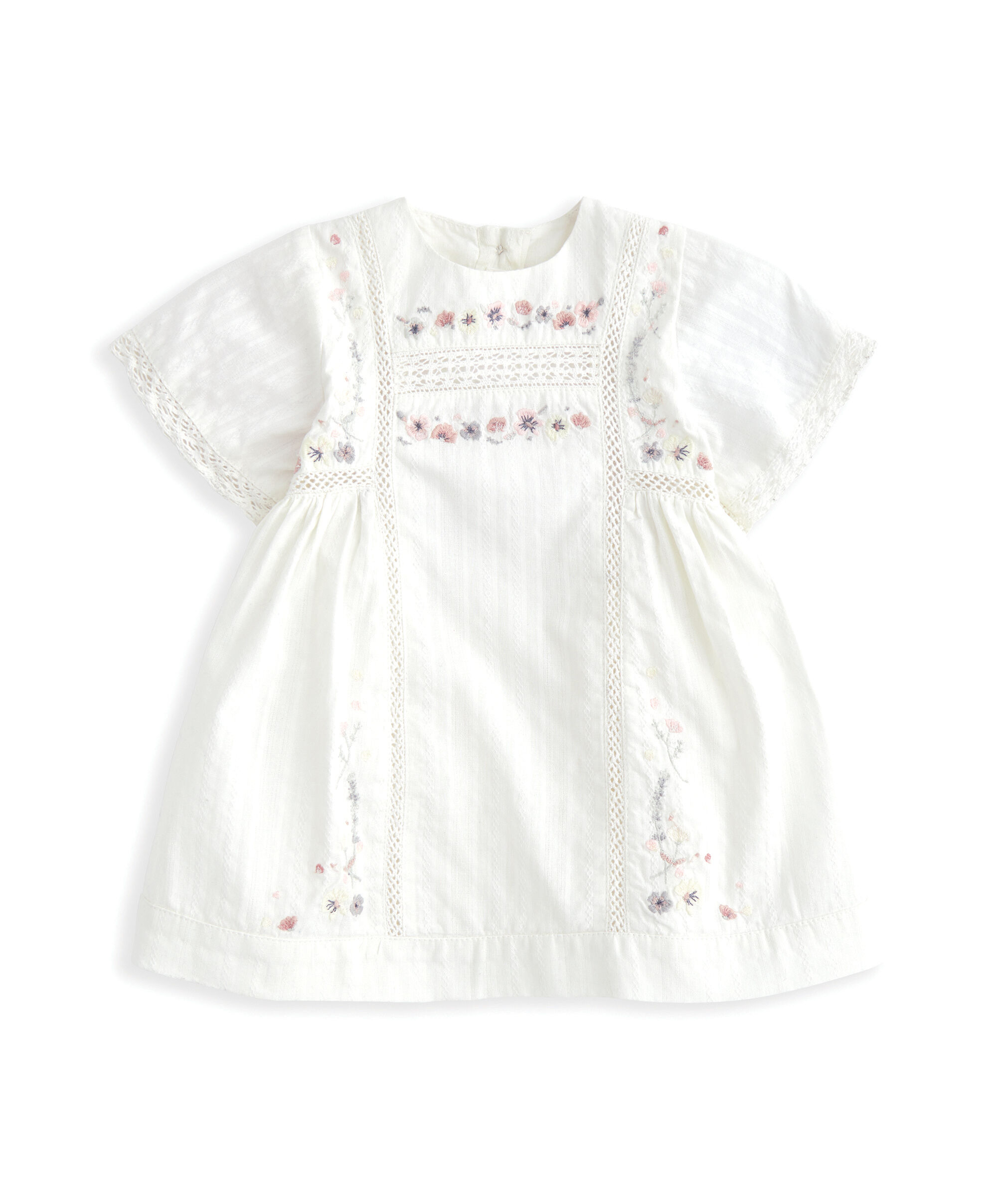 White Cotton Embroidered Dress image number 2