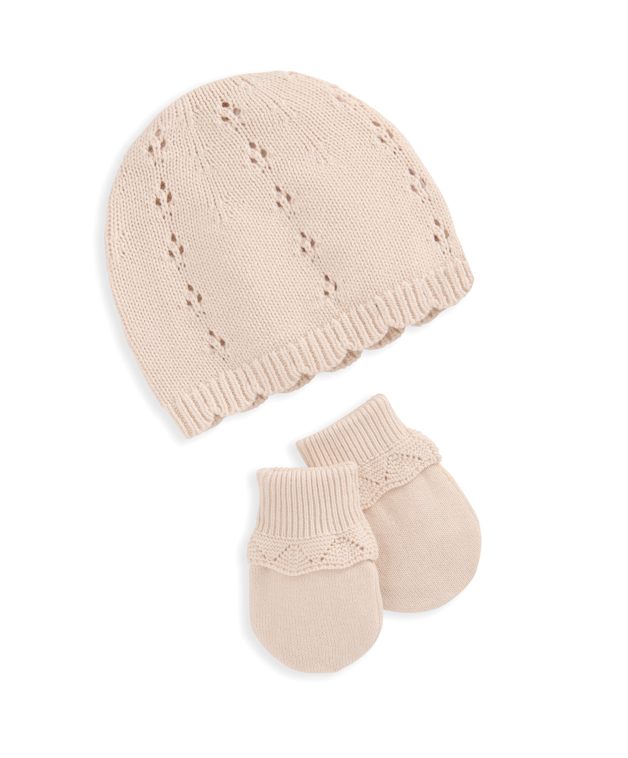 Knitted Hat & Mitts - Pink image number 1