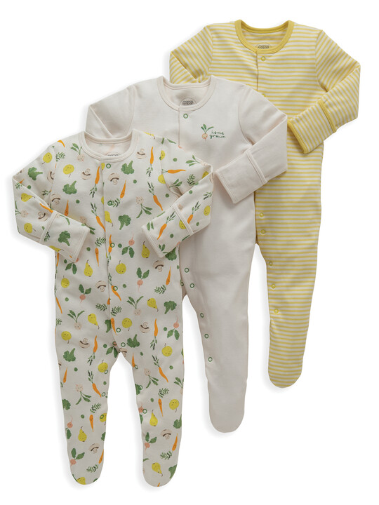Vegetable Jersey Cotton Sleepsuits 3 Pack image number 1