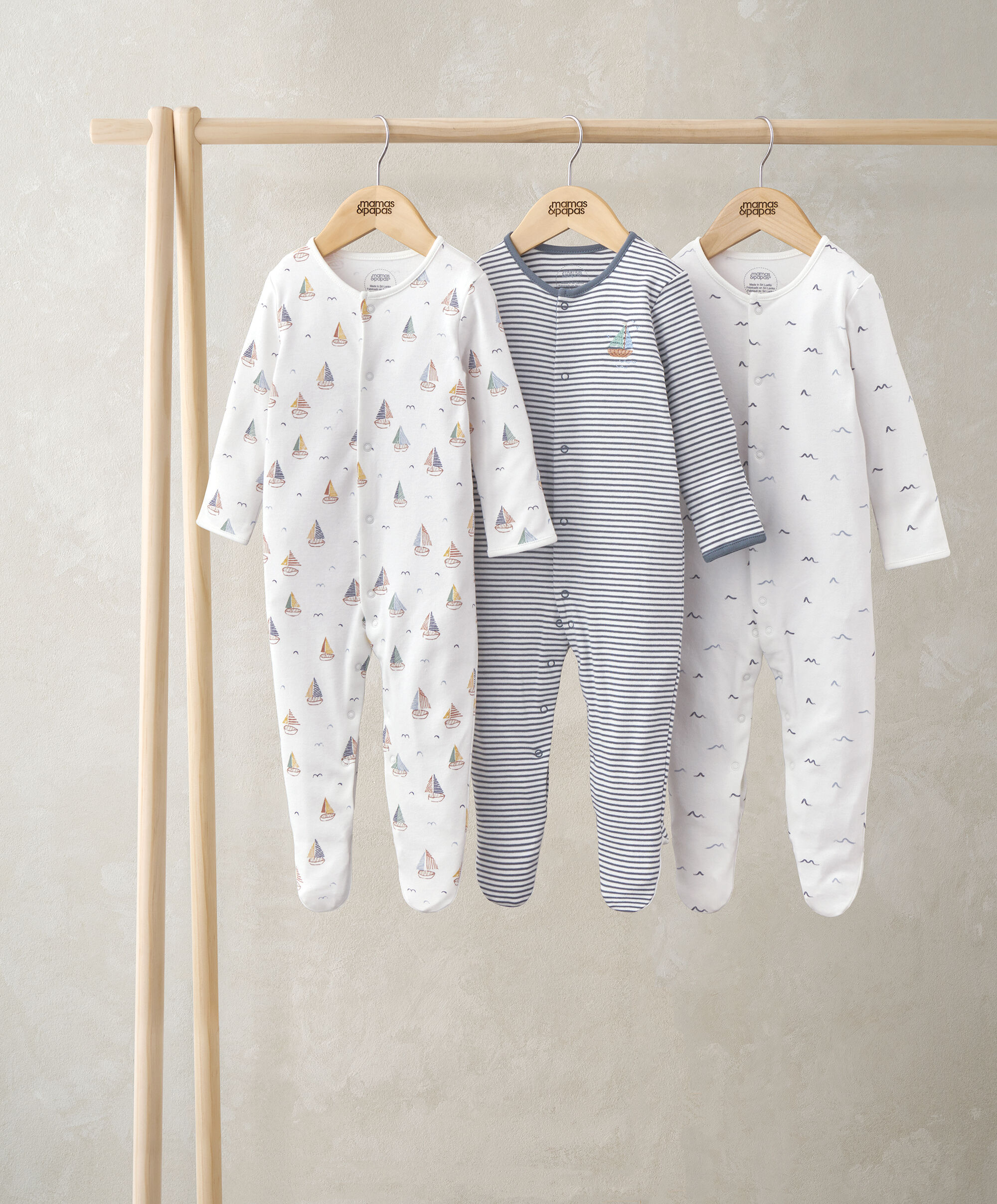 3 Pack Nautical Sleepsuits