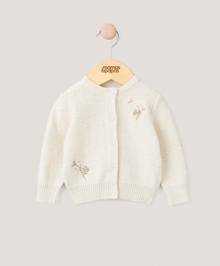 Embroidered Knitted Cardigan - Cream