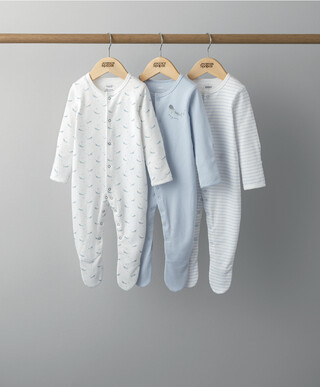 3 Pack Whales Sleepsuits