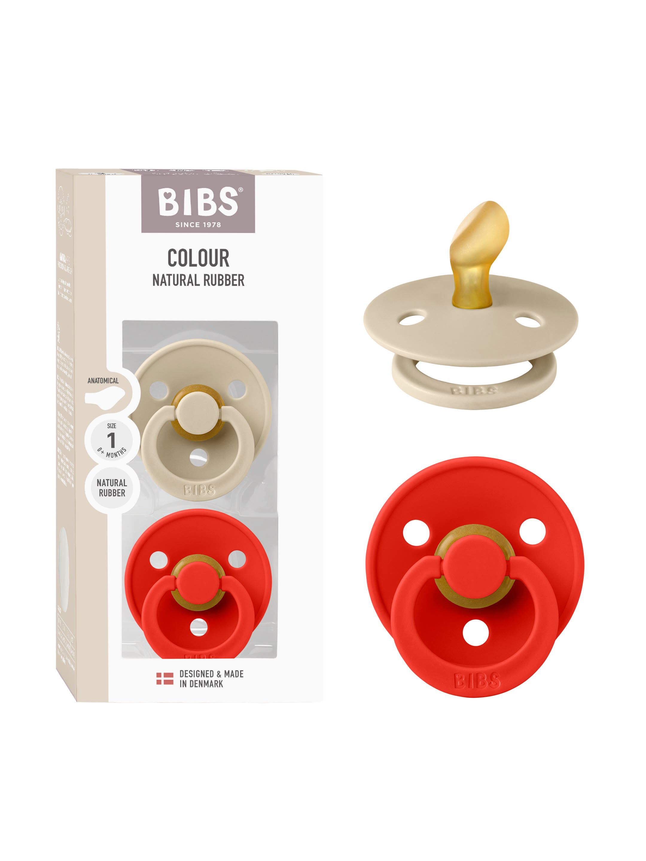 BIBS Pacifier Latex - Size 1 Vanilla/Candy Apple 2ps
