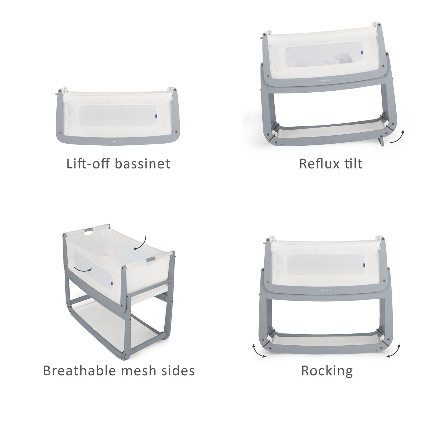 Buy SnuzPod Bedside Crib Dove Grey Baby Beds Cots Mamas