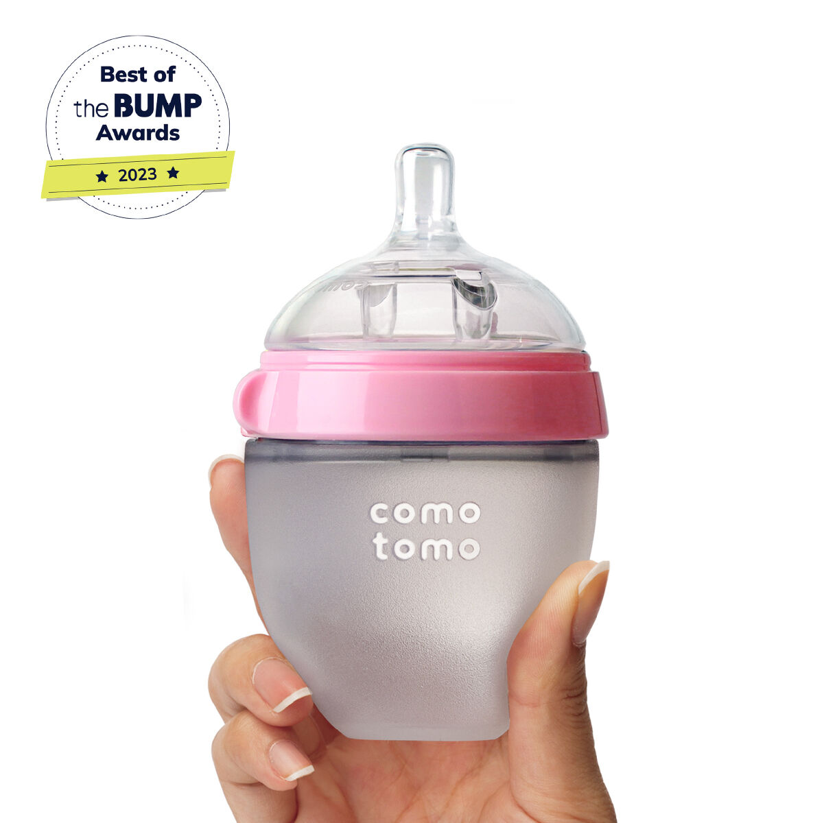 Comotomo Natural Feel Baby Feeding Bottle Pink & White - 150 ml image number 1
