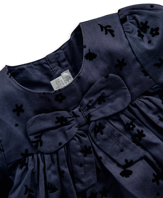 Cotton Navy Bow Dress image number 3