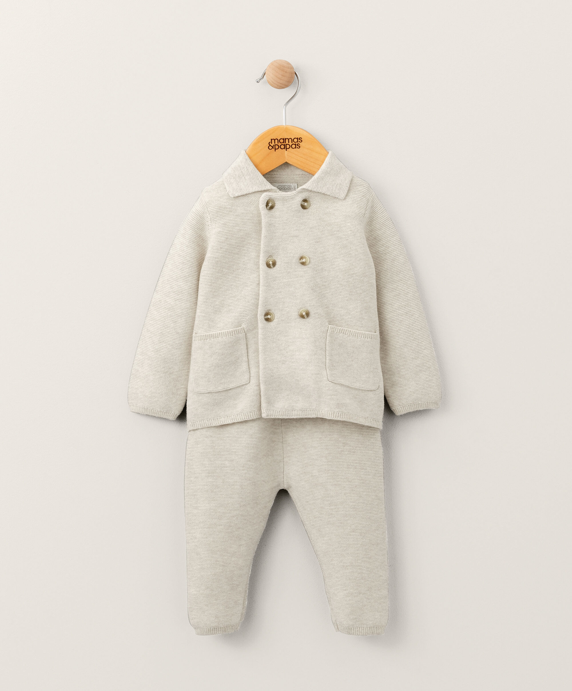 Oatmeal Knitted Top & Leggings Set image number 1