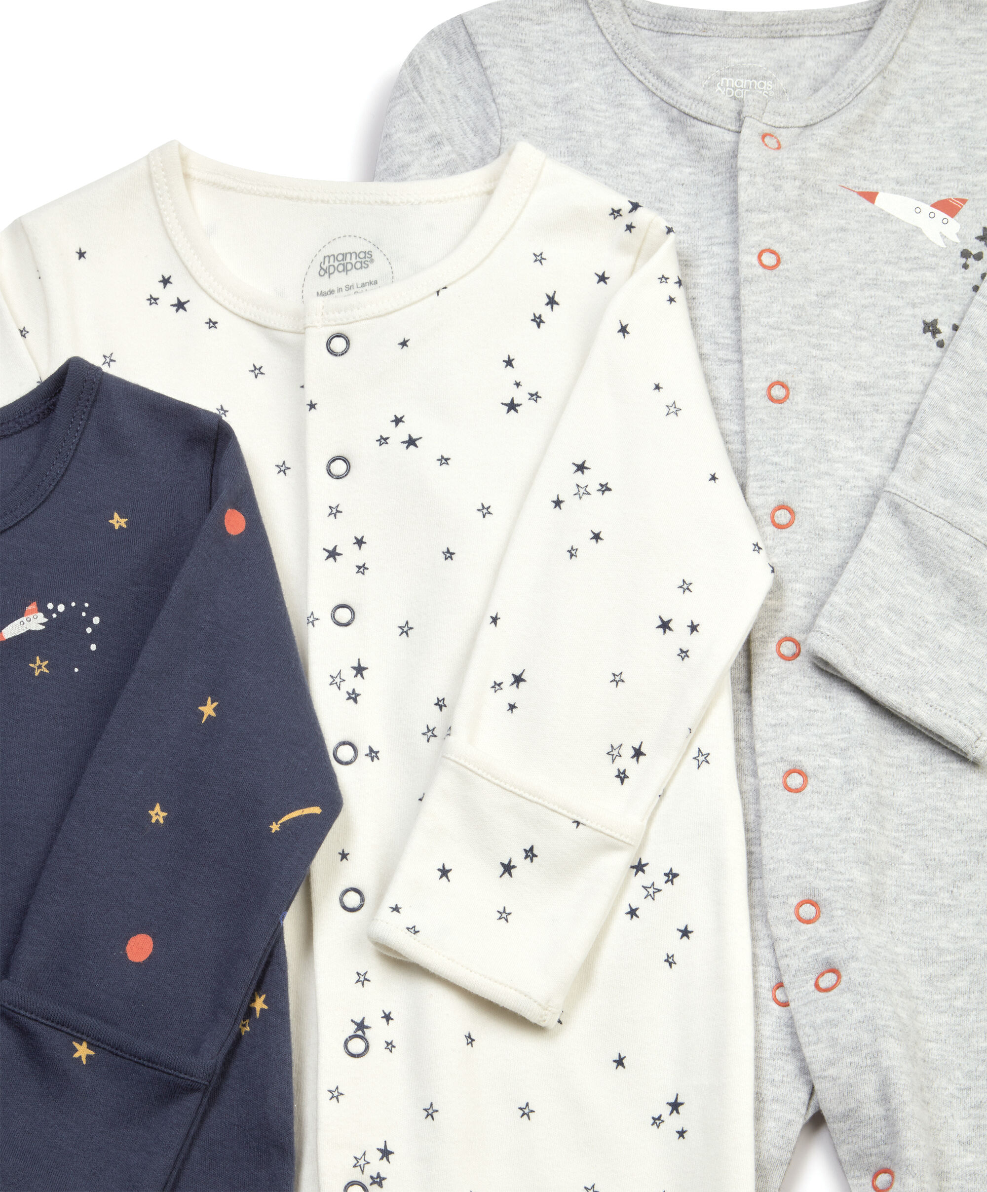 Space Jersey Cotton Sleepsuits 3 Pack image number 2