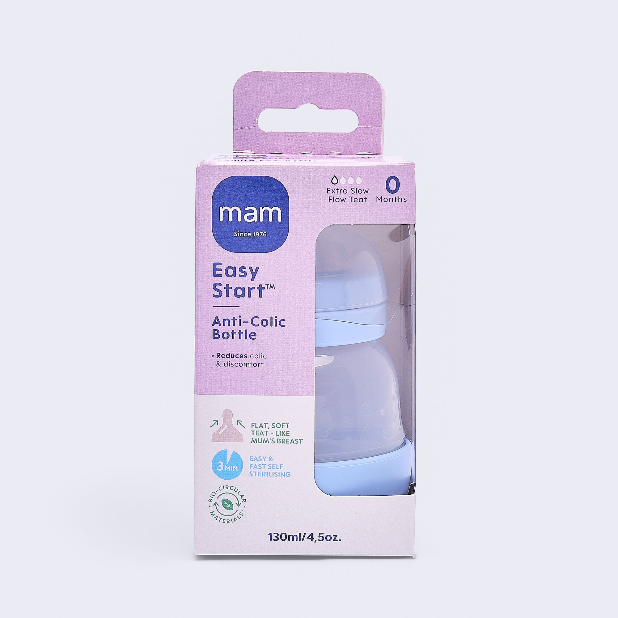 Mam Baby Easy Start Anticolic Silicone Bottle - 0 M+ | Sealife Blue - 130 Ml -  Pack of 1 image number 6