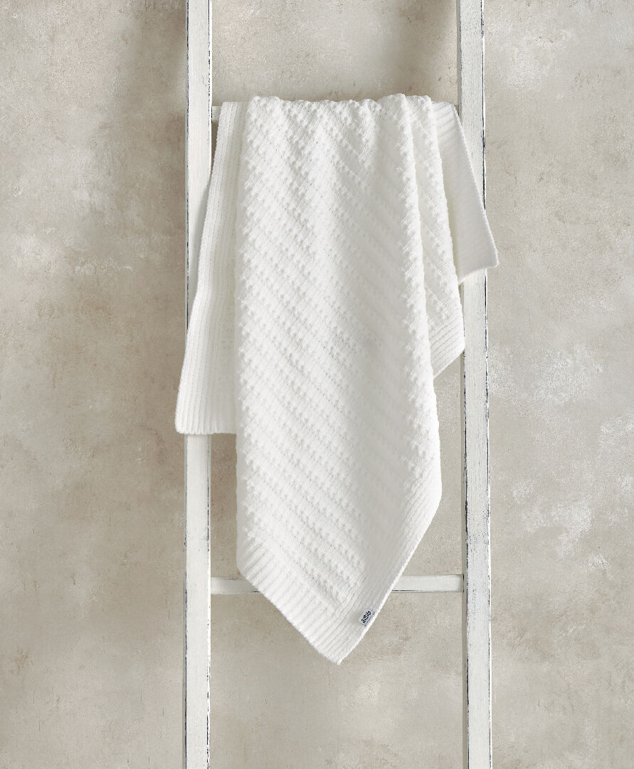 Chenille Blanket - White Stripe image number 1