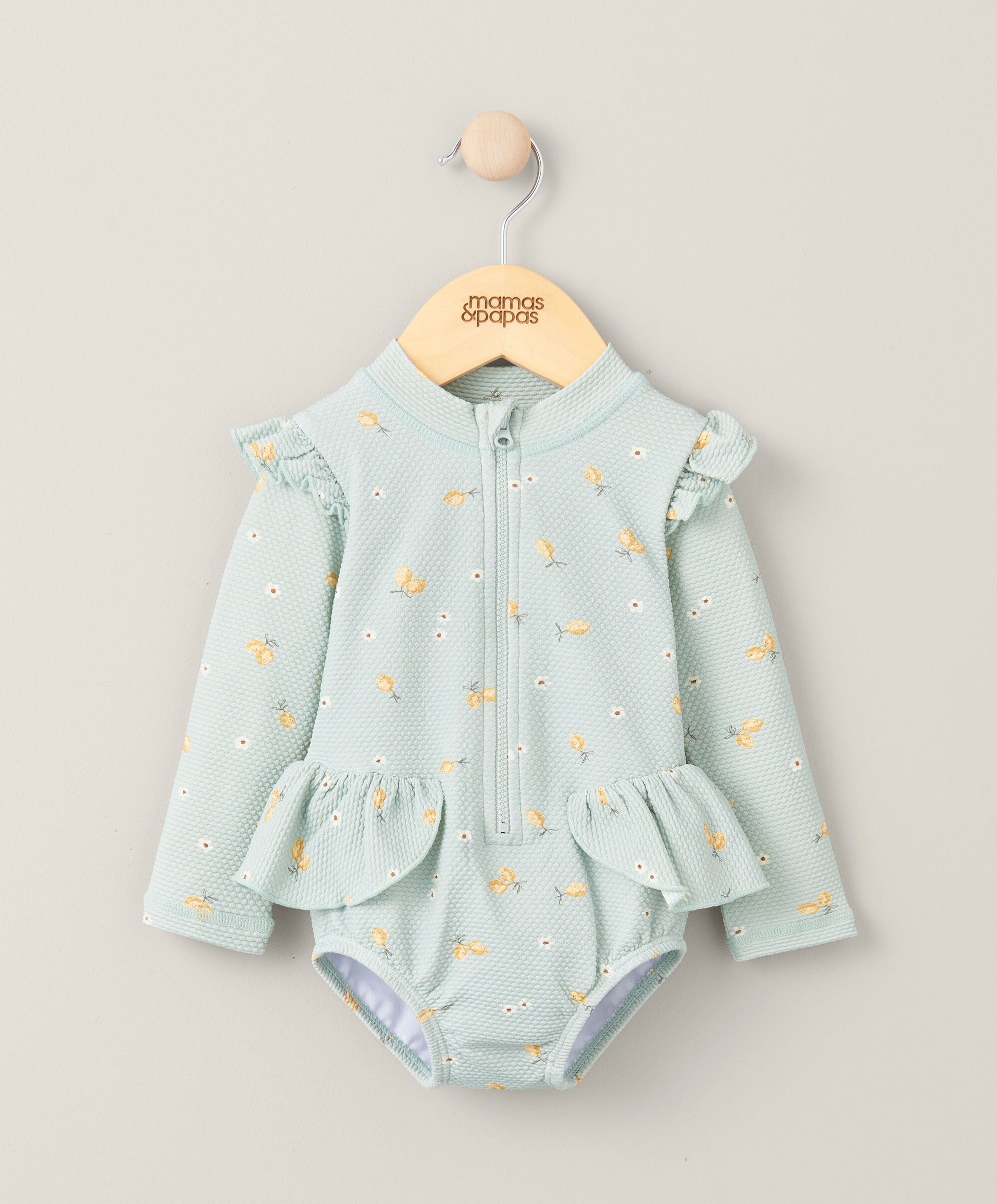 Long Sleeve Frill Swimwuit - Pink image number 1