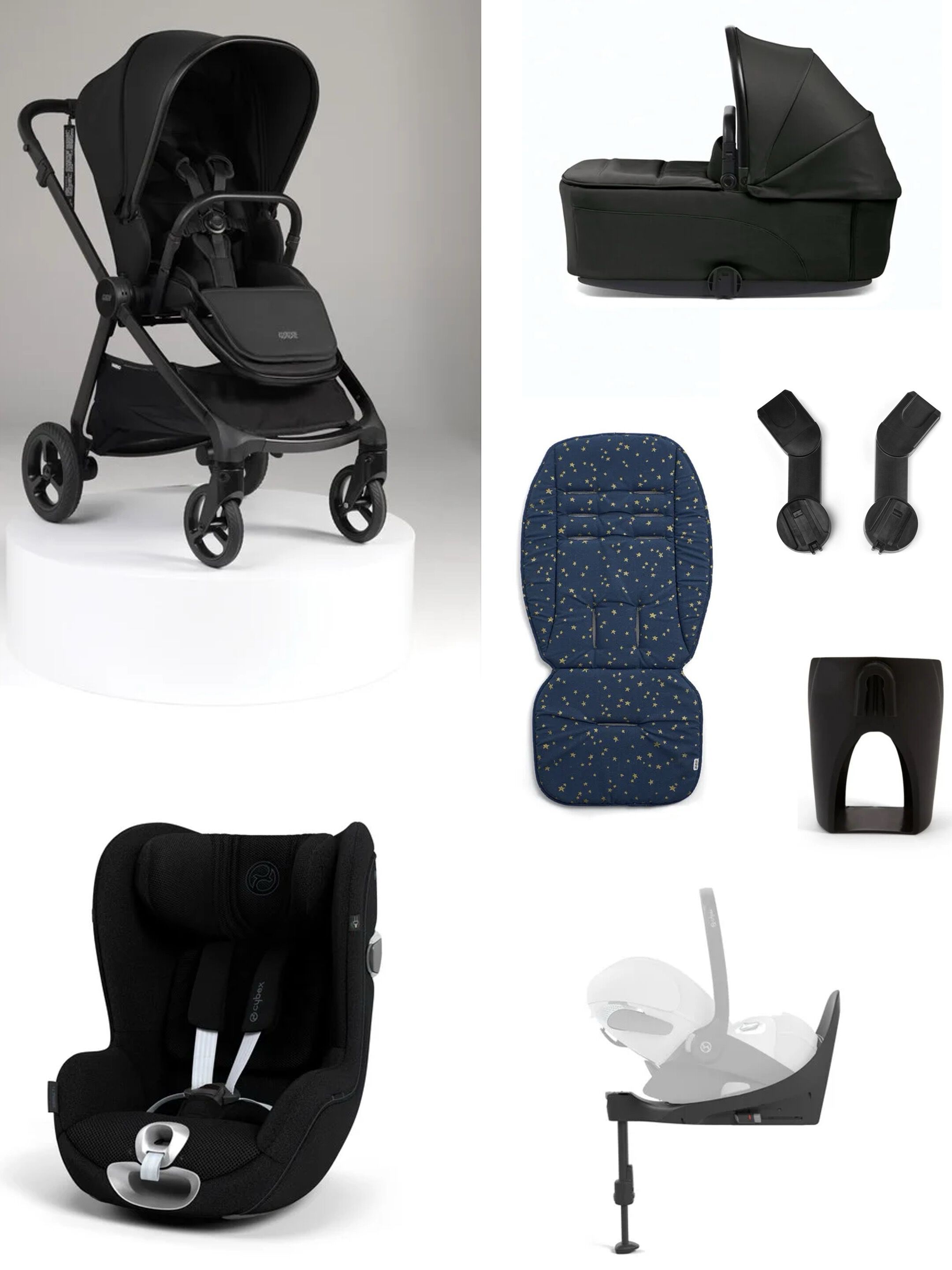 Vardo Noir Pushchair 7 Piece Bundle with Cybex Car Seat image number 1