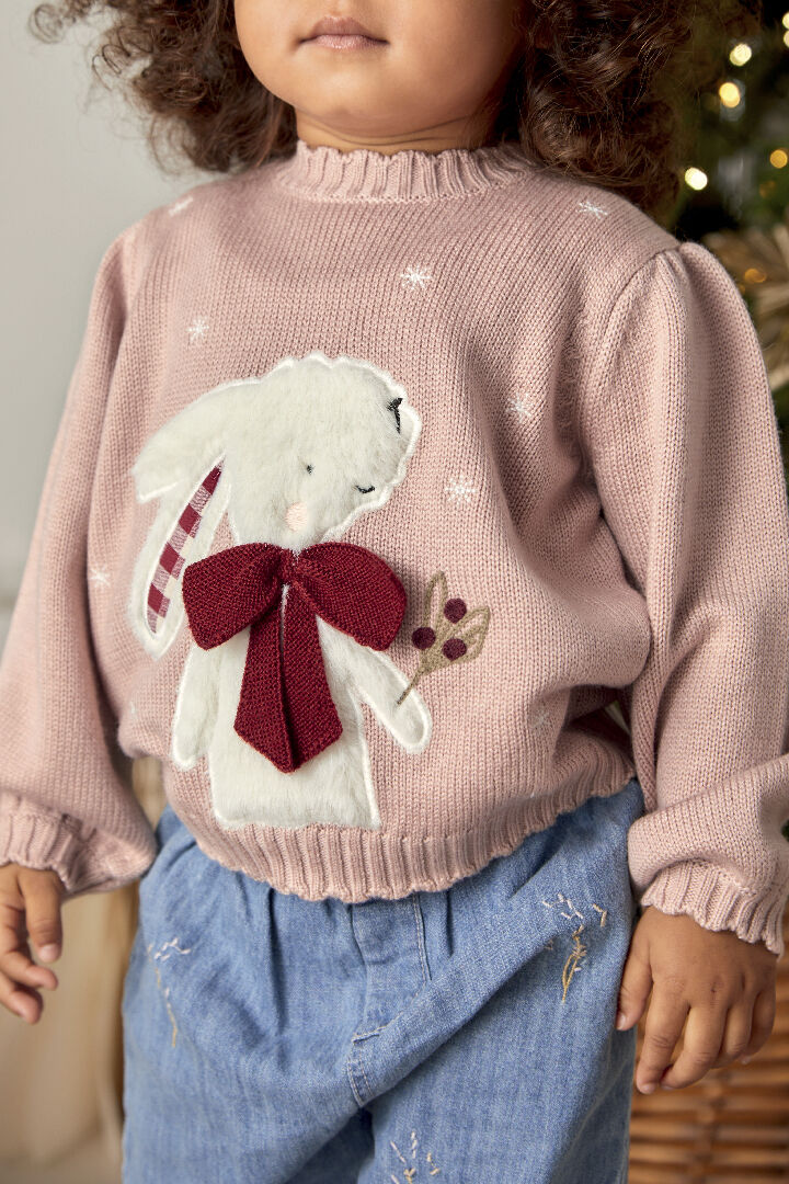 Pink Bunny Christmas Jumper image number 2