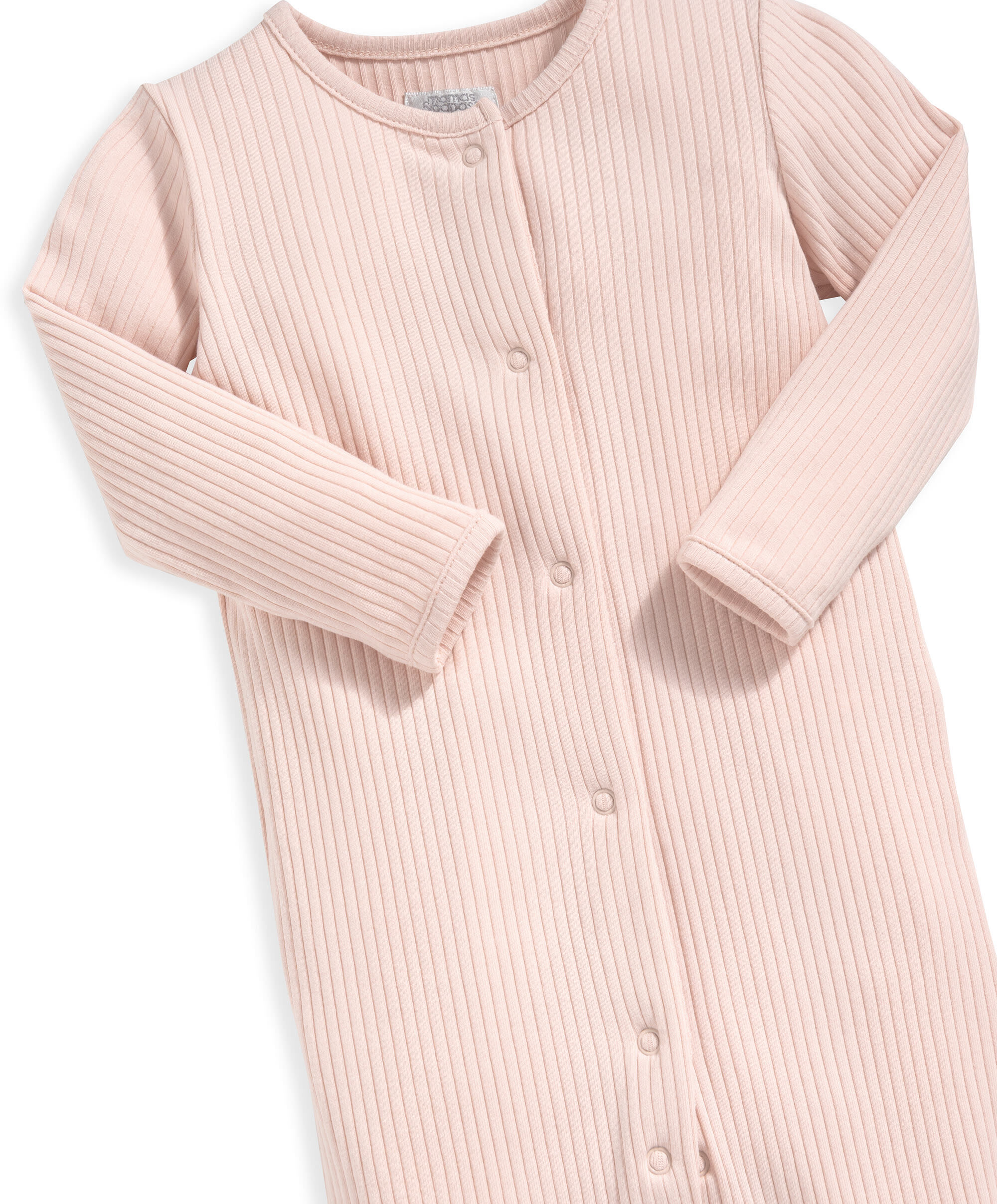 Organic Pink Ribbed Sleepsuit image number 3