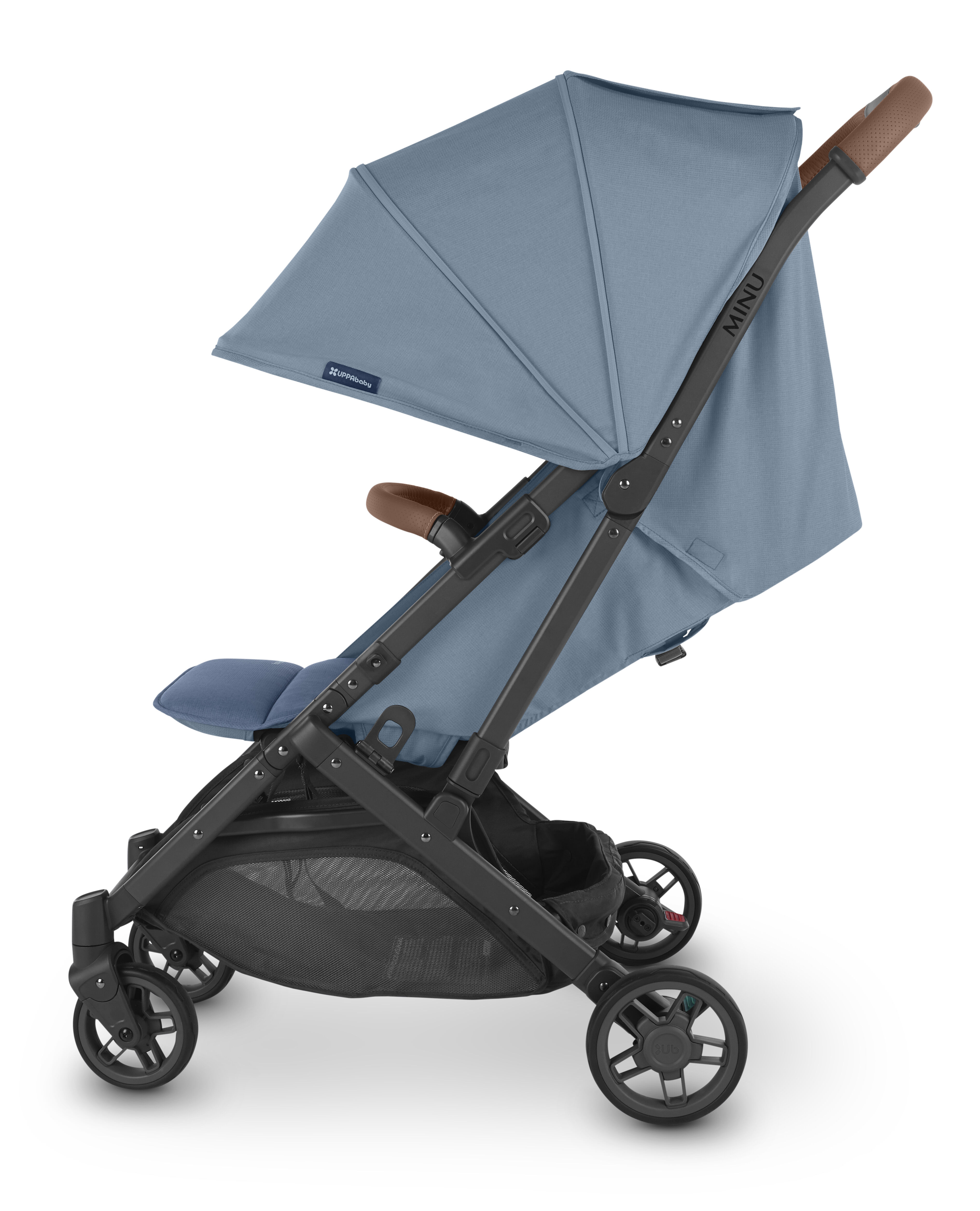 UPPAbaby Minu V2 Stroller - Charlotte - Coastal Blue M&eacute;lange | Carbon Frame | Saddle Leather image number 1