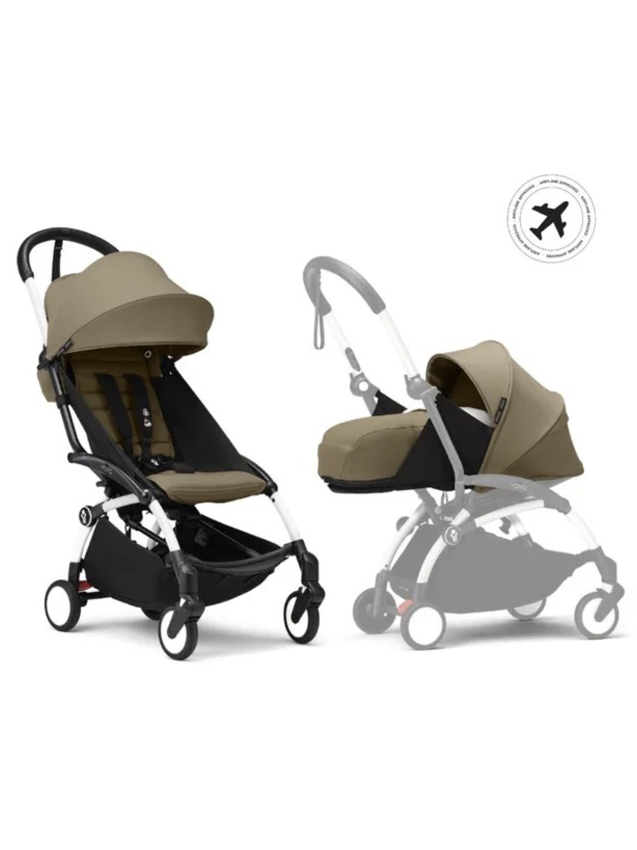Stokke YOYO3 Full Stroller with White Frame, 0+ Newborn and 6+ Color Pack - Aqua (3 pieces)