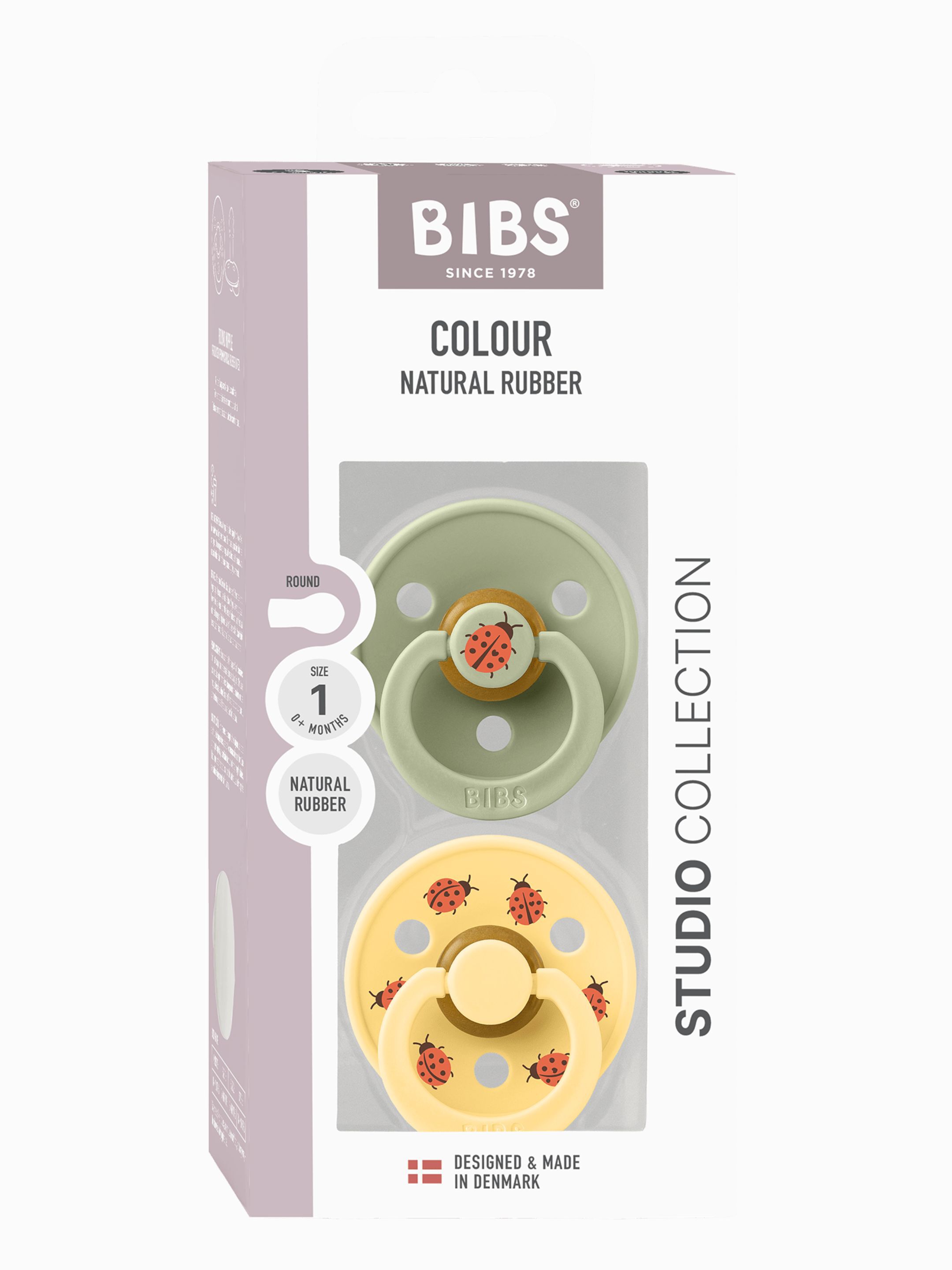 BIBS Pacifier Studio Colour 2 PACK Ladybug Latex Size 1 Sage Mix image number 7