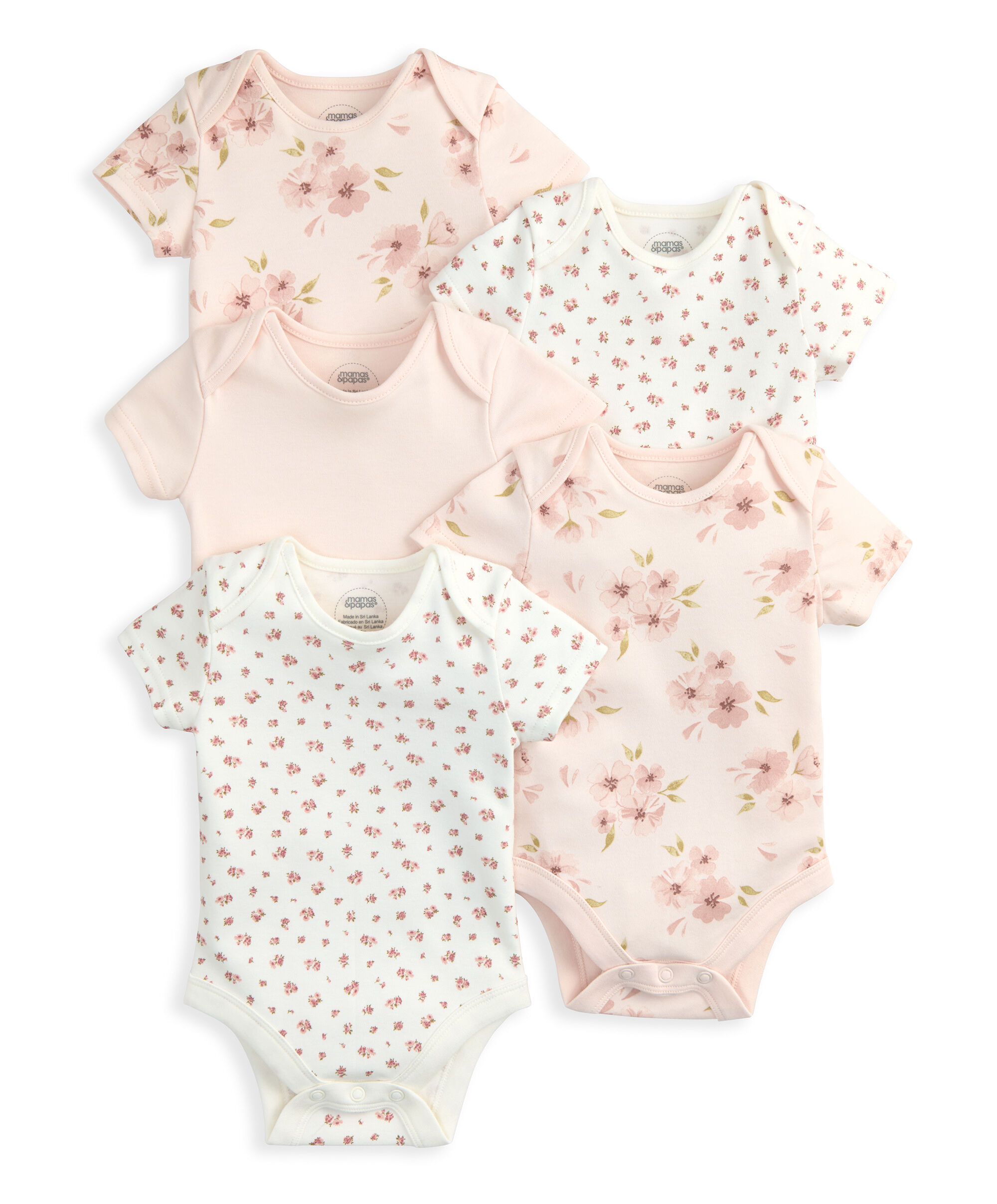 Floral Short Sleeve Bodysuits (Pack of 5)  image number 2