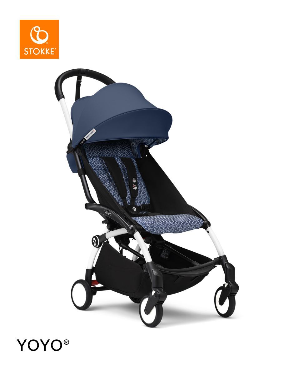Stokke YOYO3 White Frame with 6+ Color Pack - Air France Blue & Cup Holder (3 Pieces) image number 2