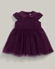 Flocked Spot Fabric Collared Dress Berry image number 1
