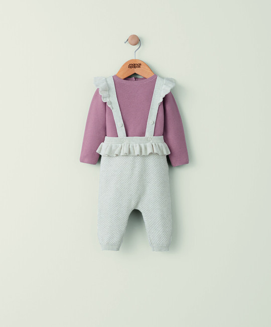 Frill Knitted Dungaree Set - 2 Piece Set image number 1