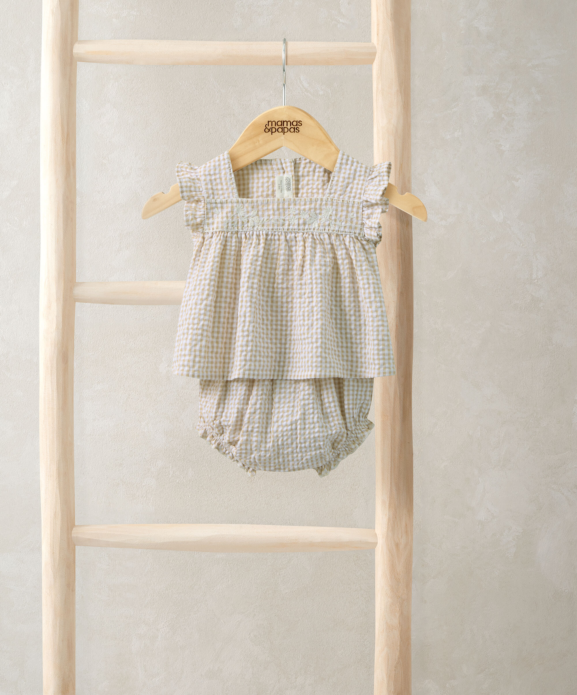 Pink Gingham Blouse & Bloomers image number 1