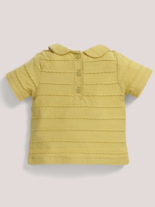 Textured T-shirt with Collar Mustard- 12-18 months image number 2