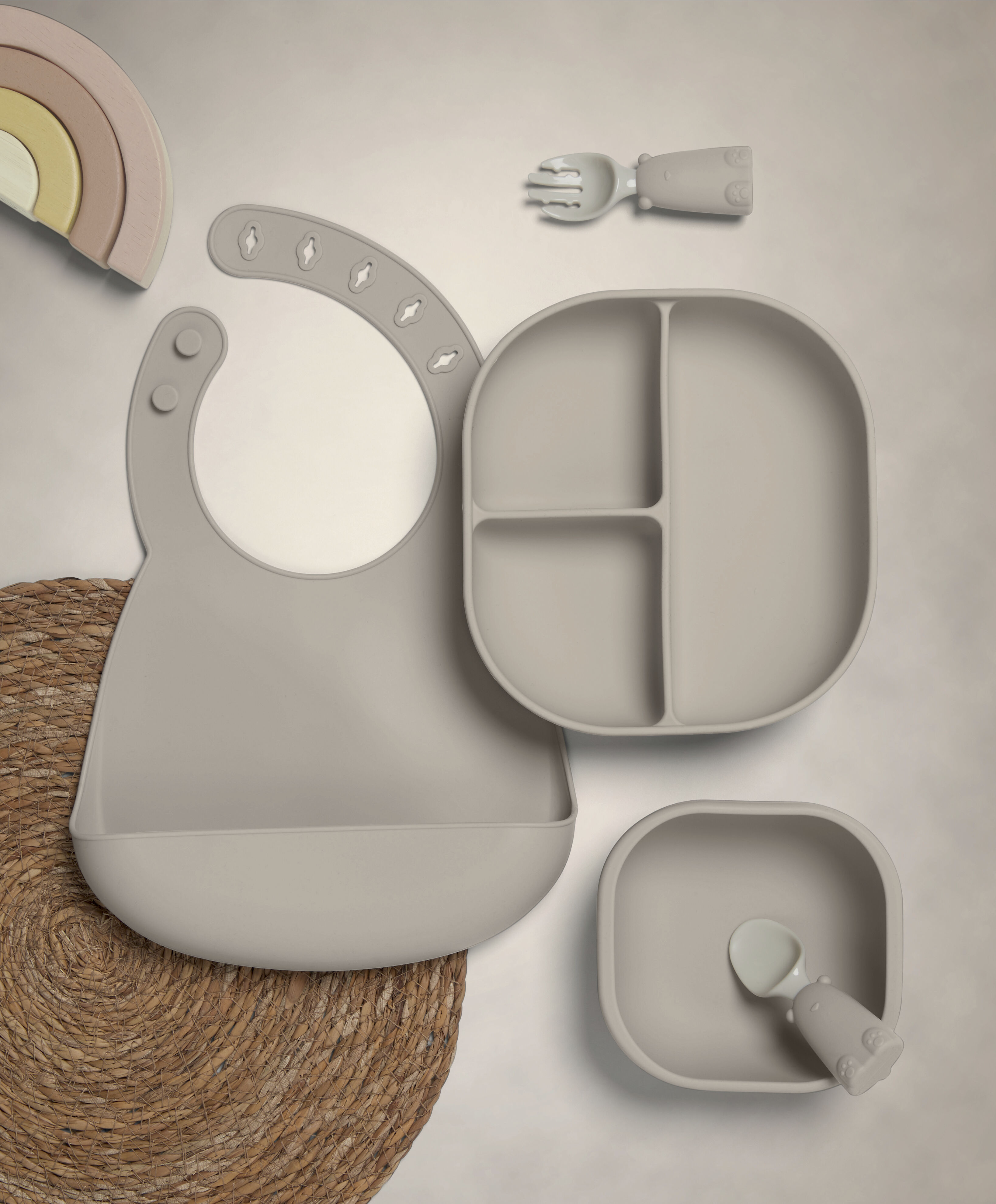 First Mealtime Silicone Set 4Pc - Truffle image number 1