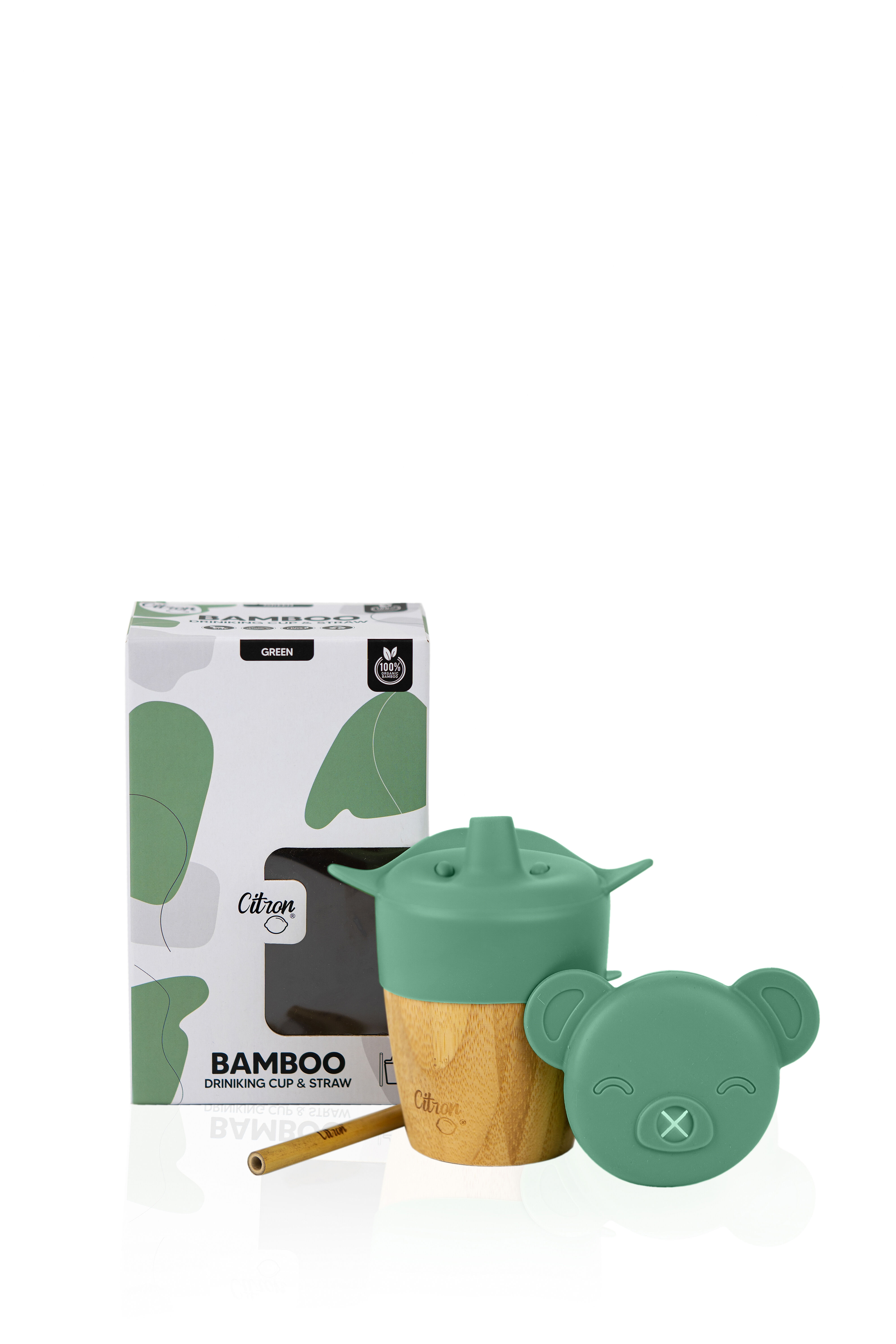 Citron Organic Bamboo Cup W Lids Pastel Green image number 2