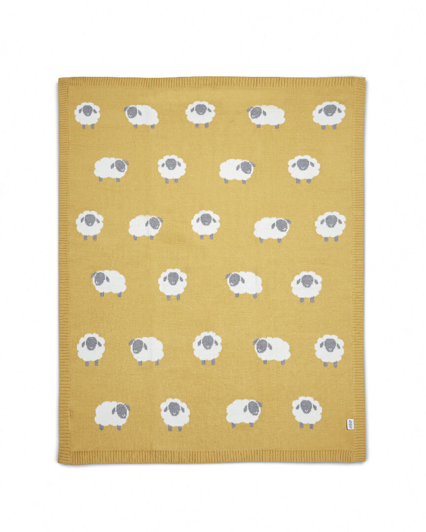 Buy Welcome to the World Knitted Blanket Sheep Motif Bedding Blankets Pillows Mamas Papas Qatar