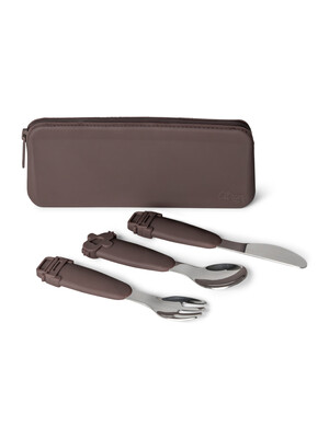 Citron Silicone Cutlery Set with Pouch Plum