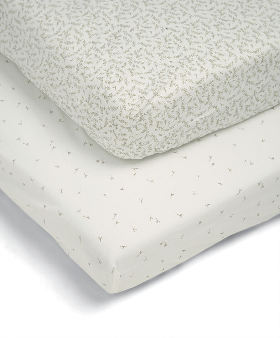Welcome to the World Seedling Cotbed Fitted Sheets (2 pack) - Seed/Leaf