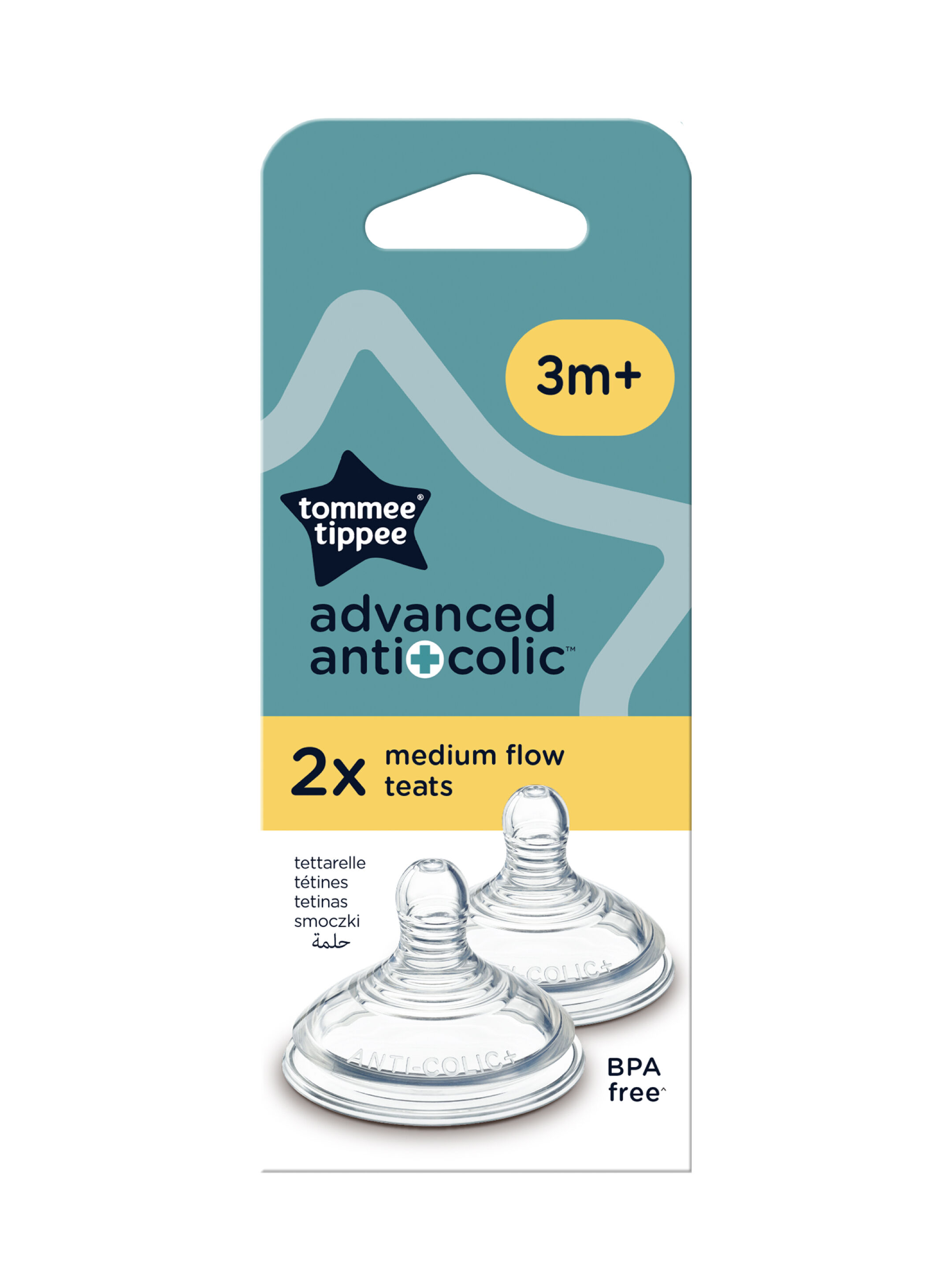 Tommee Tippee Advance Anti-Colic Medium Flow Teat (Pack of 2) image number 1