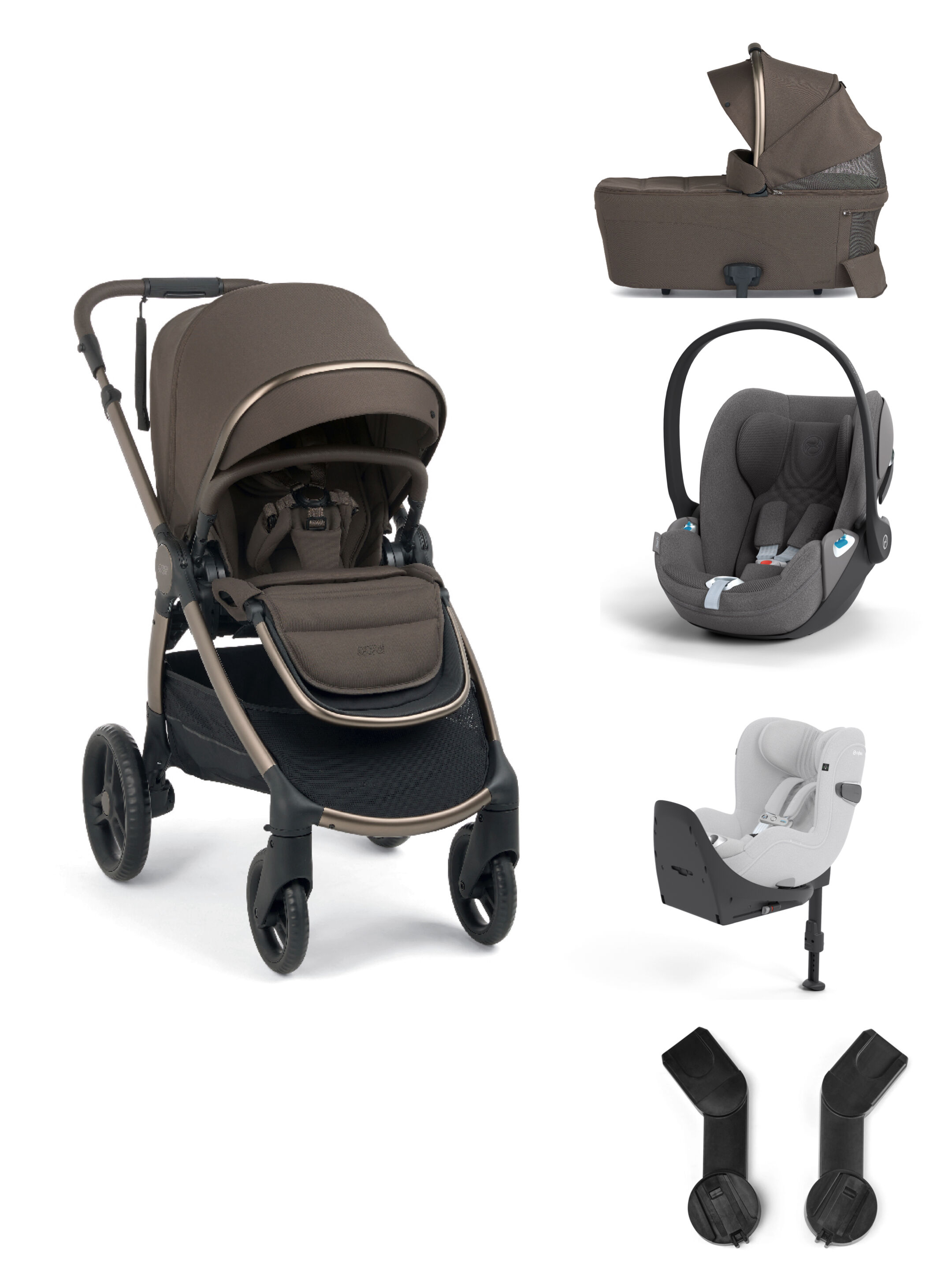 Ocarro 2 Pushchair and Carrycot Bundle with Cybex Cloud T i-Size Car Seat and Base (5Pieces) - Crema image number 1