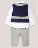 4 Piece Waistcoat Suit Set with Shirt, Bowtie & Trousers Soft Grey- 0-3 image number 2
