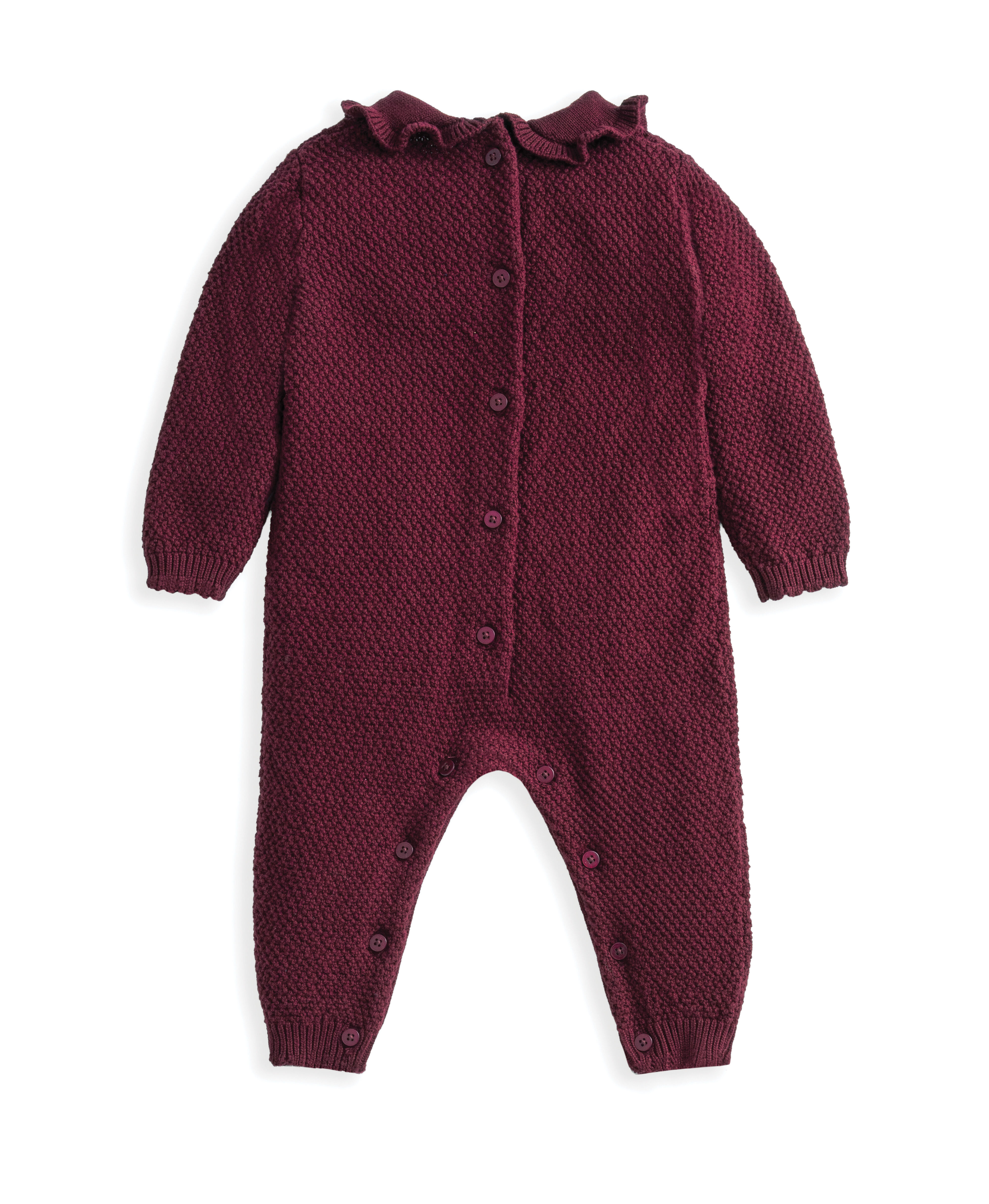 Burgendy Soft Knit Romper image number 3