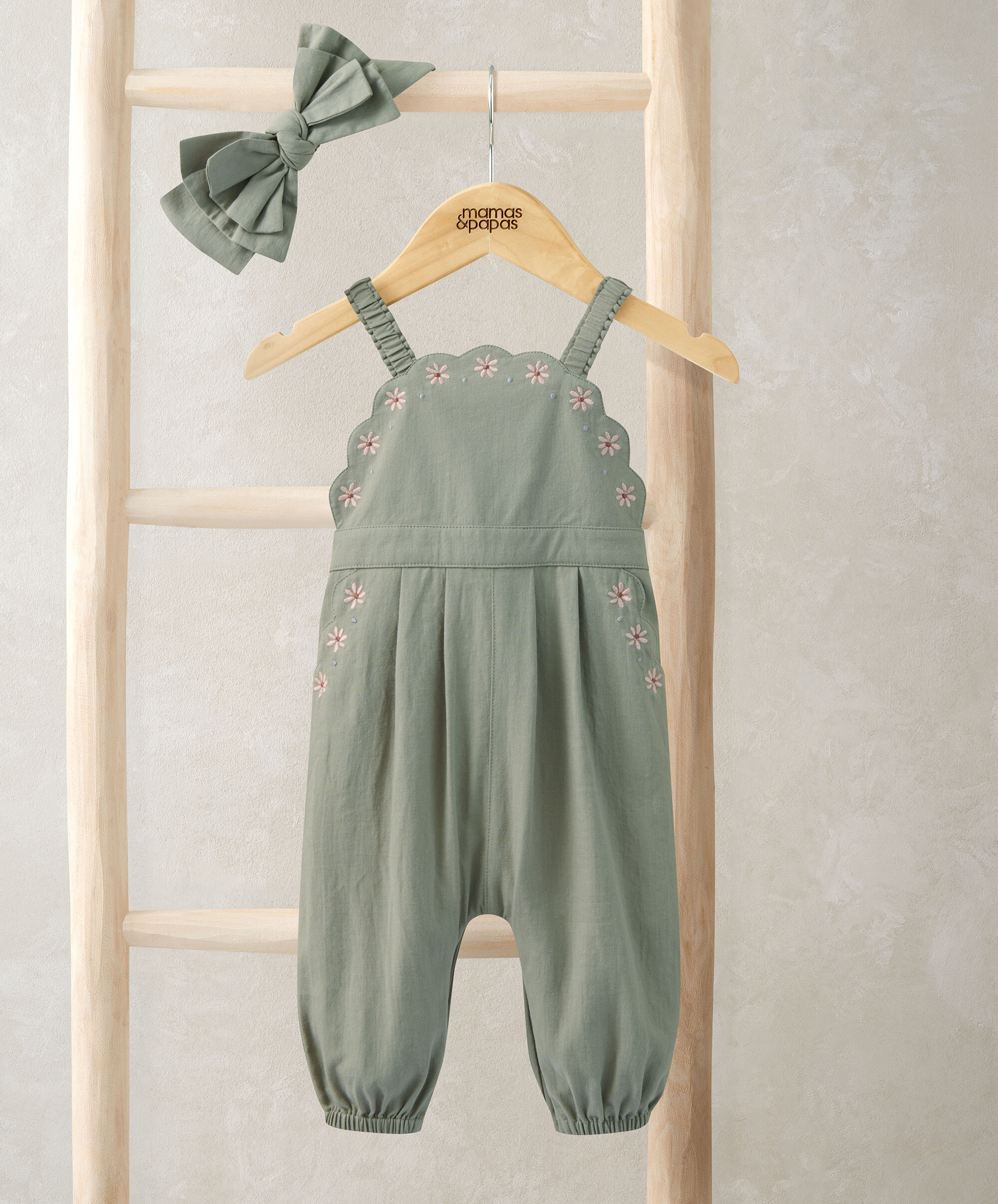 Scalloped Dunagrees & Headband Set image number 1