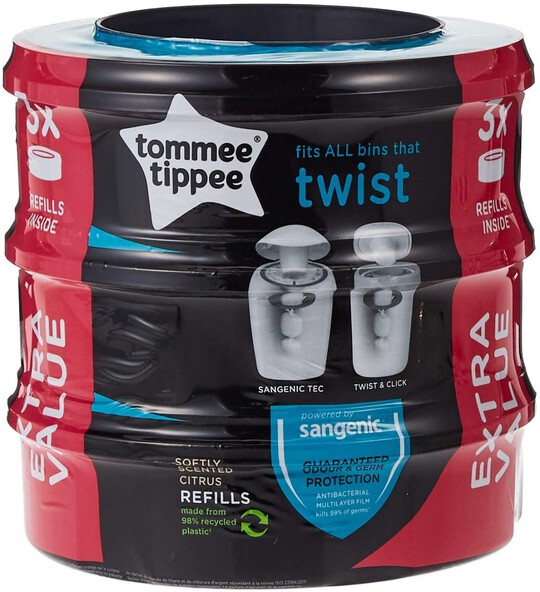 Tommee Tippee Twist and Click Advanced Nappy Disposal Sangenic Tec Refills,  Pack of 6 - (Compatible with Sangenic Tec, Twist and Click Bins) :  : Babyprodukter