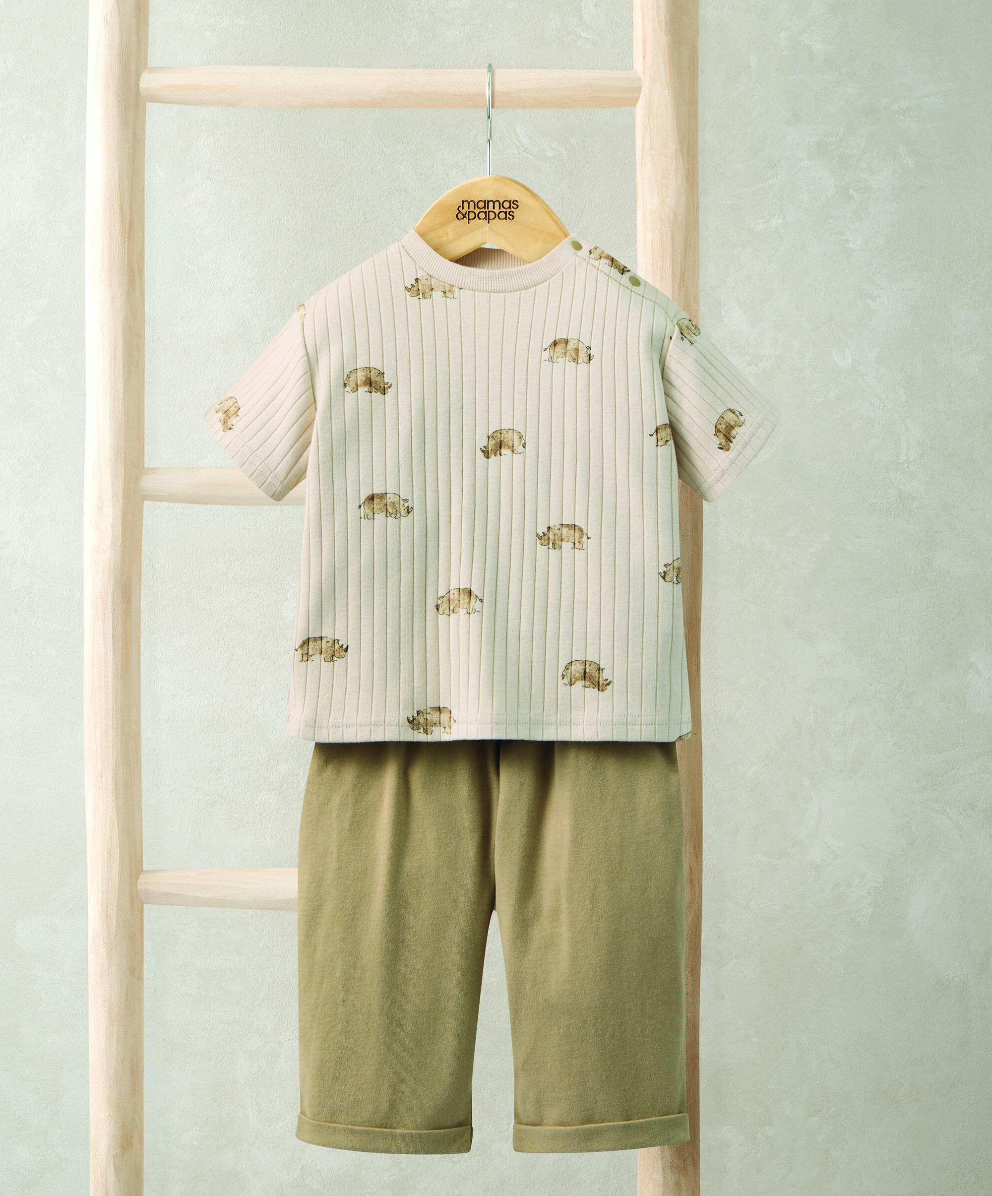 Rhino Ribbed T-Shirt & Trousers Outfit Set image number 1