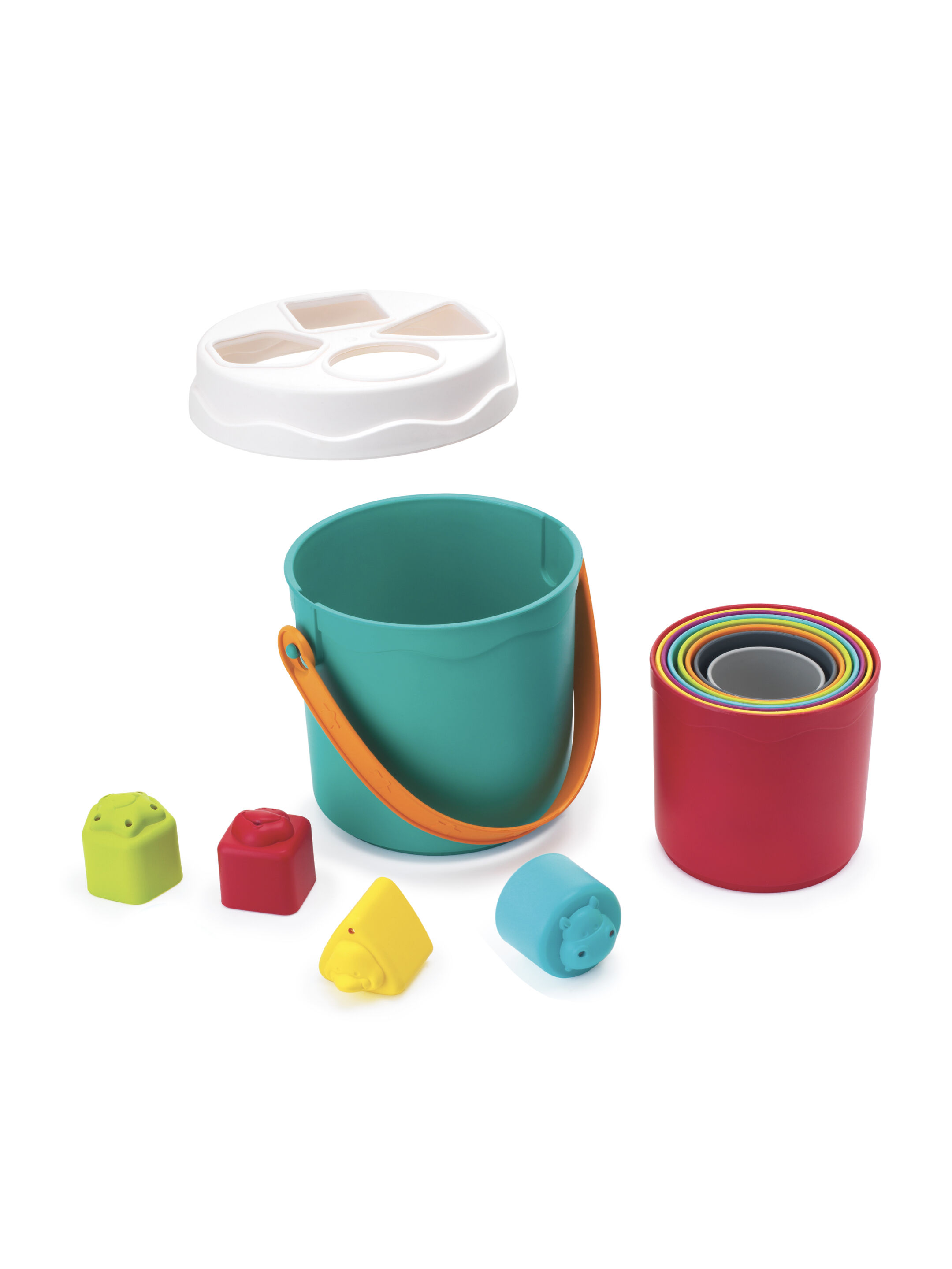 Infantino Shape Sorting Stack N' Nest Buckets - 10 Pieces image number 1