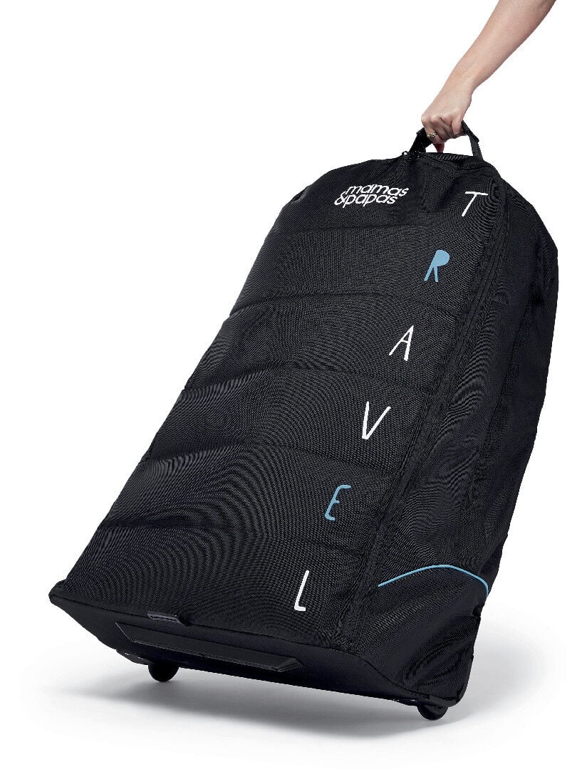 Portable pushchair transit bag with wheels outlet
