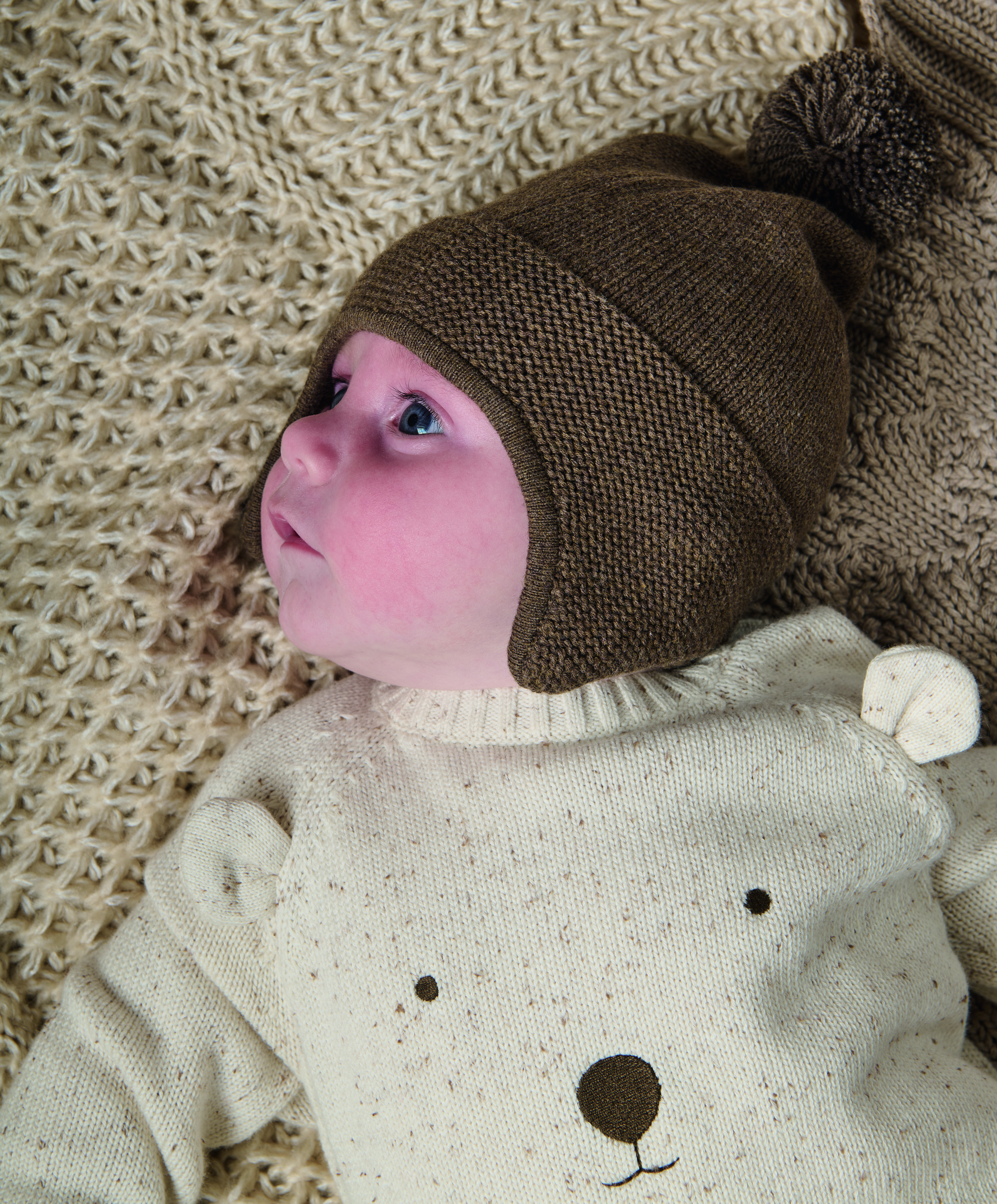 Chocolate Pom Knitted Hat image number 3