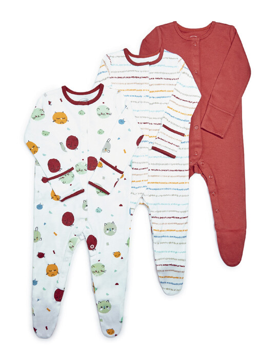 Striped Jersey Sleepsuits - 3 Pack image number 1