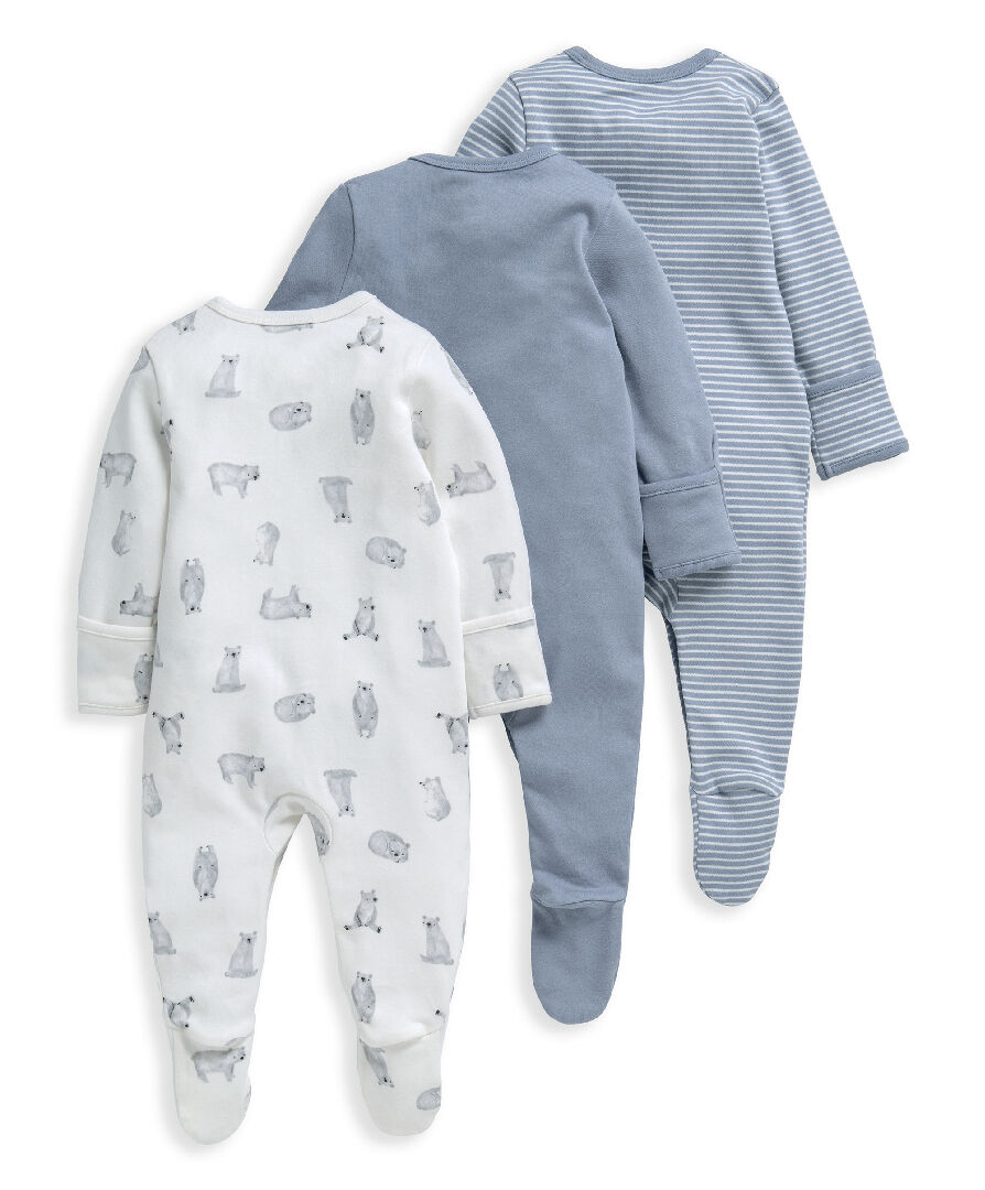 Bear Print Sleepsuits - 3 Pack image number 2