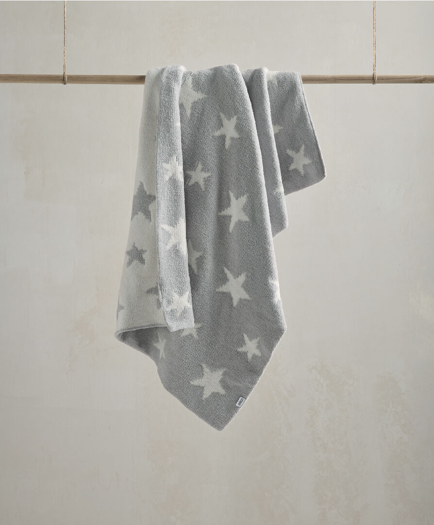 Newborn Knitted Blanket - Grey Star image number 1