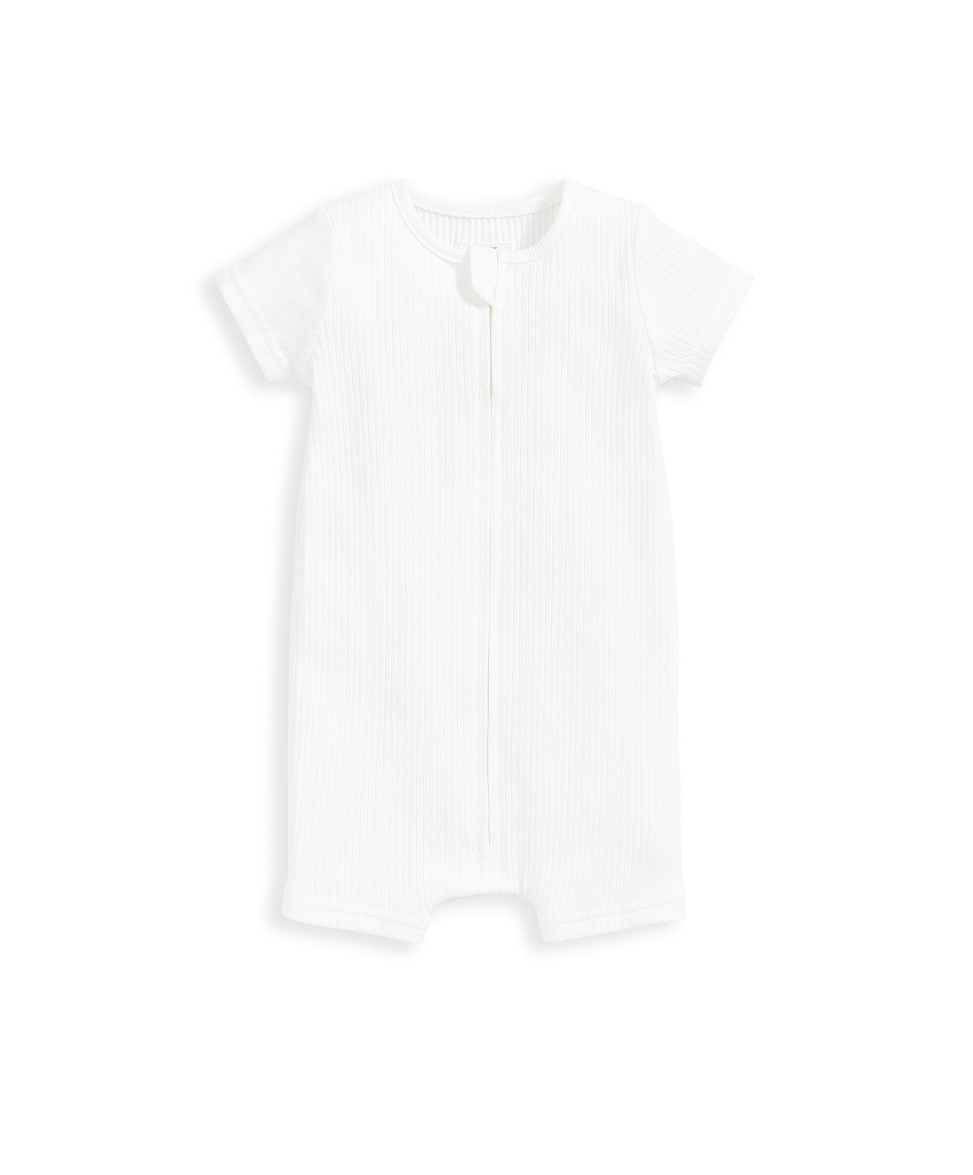 Organic Rib White Zip Romper image number 2