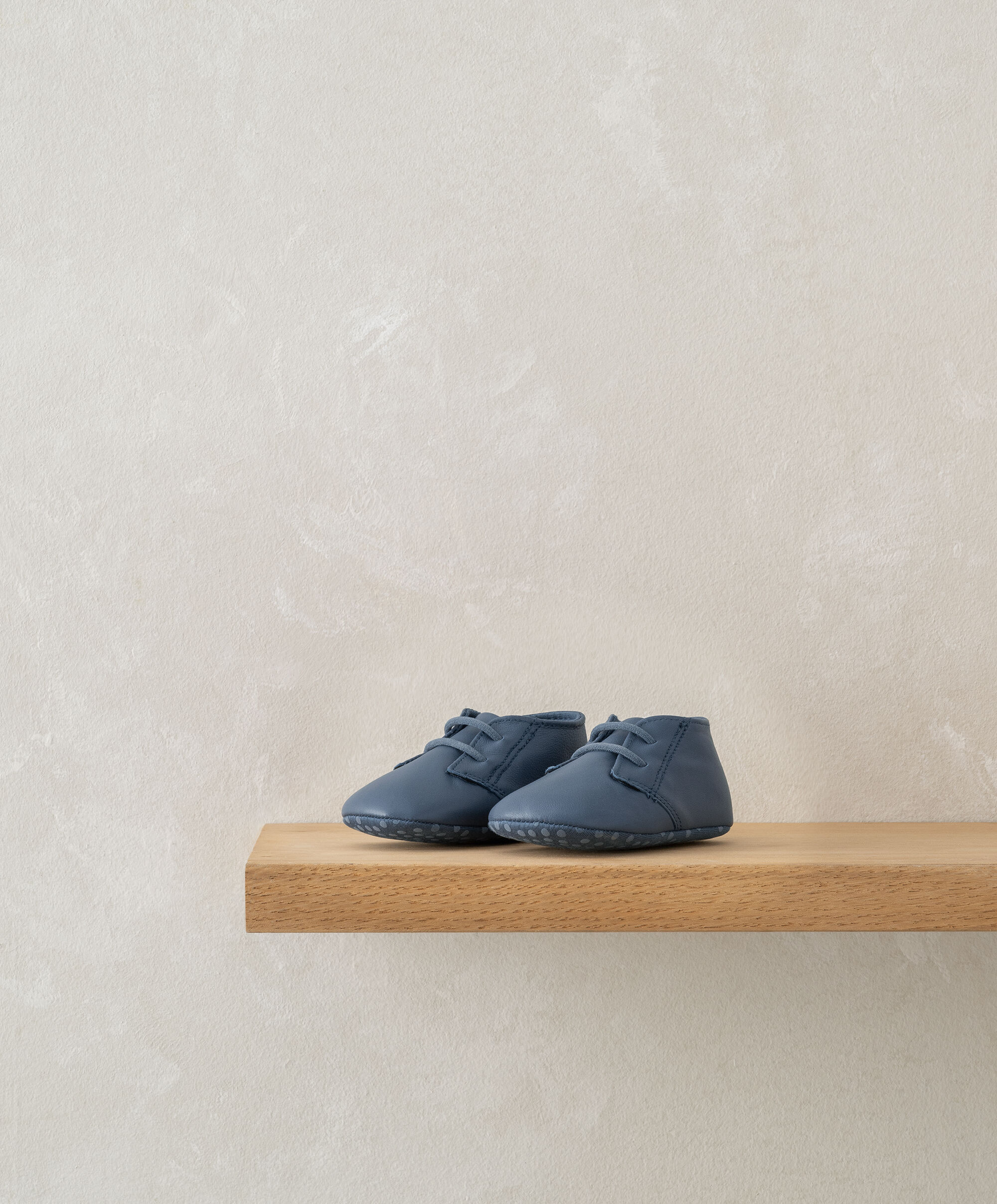 Leather Pram Shoes - Blue